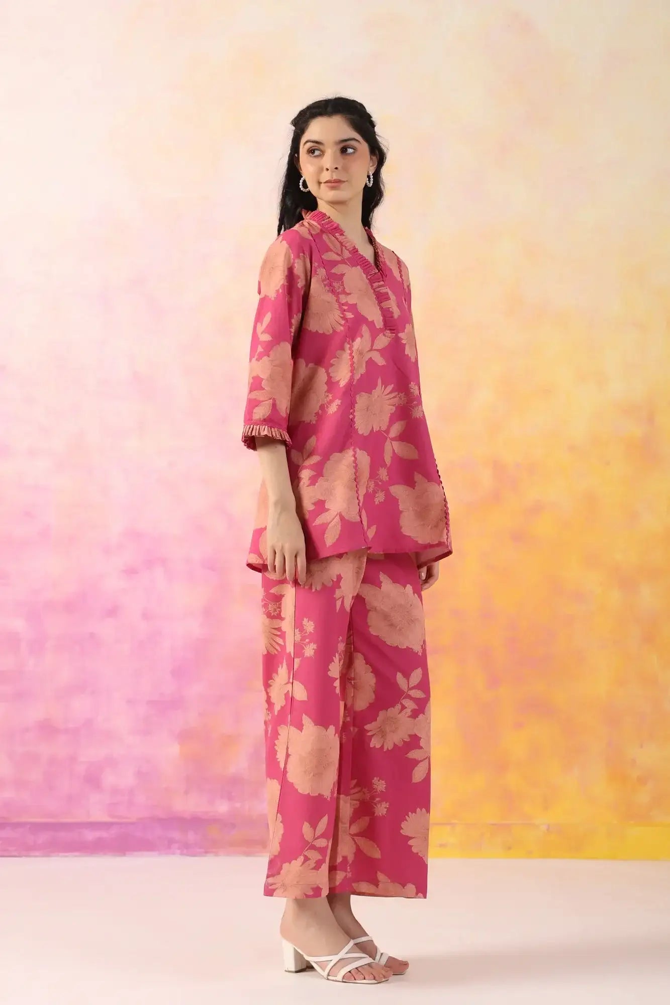 The Breezy Edit Pink Cotton Flex Co-ord Set