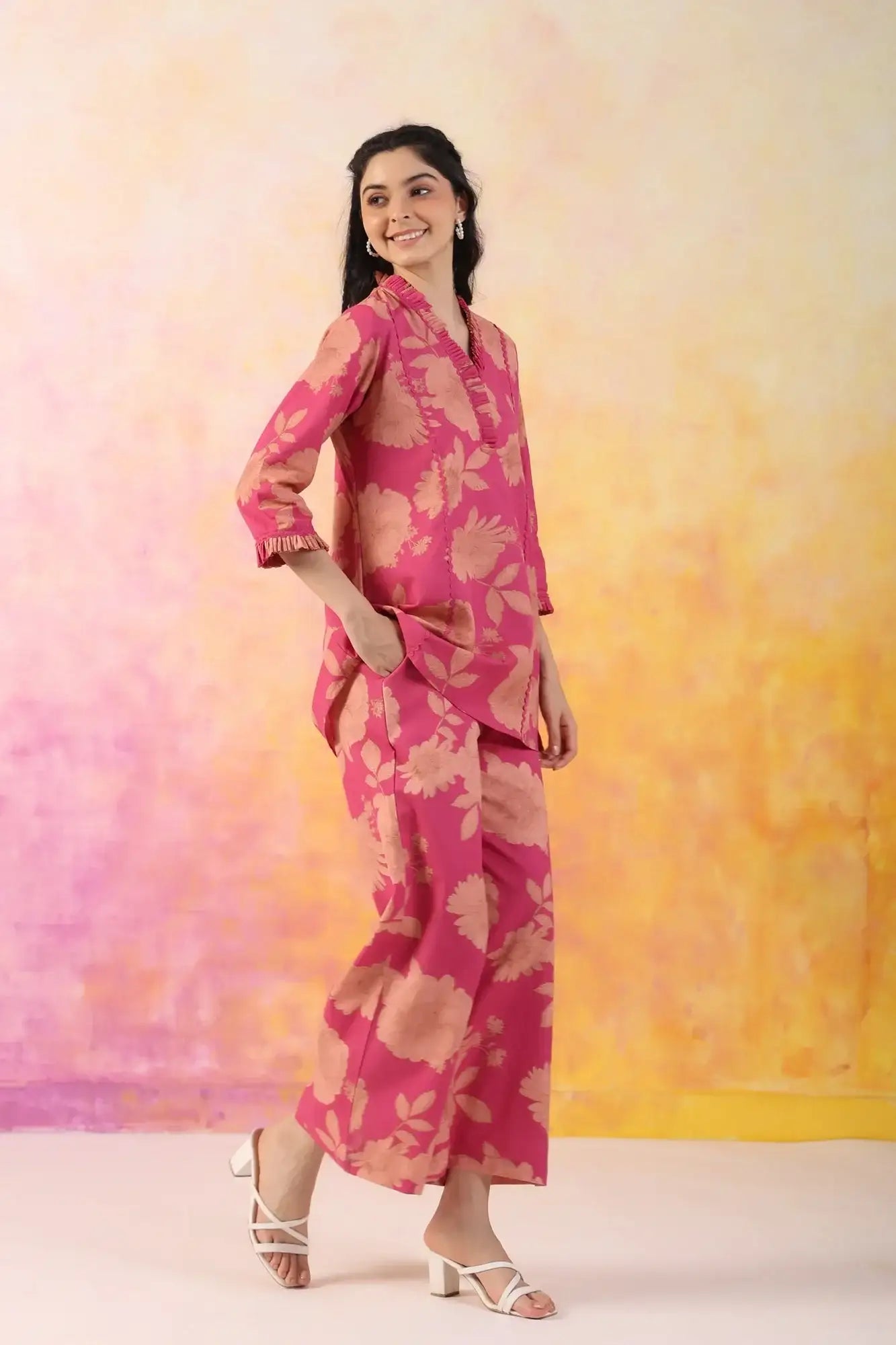 The Breezy Edit Pink Cotton Flex Co-ord Set