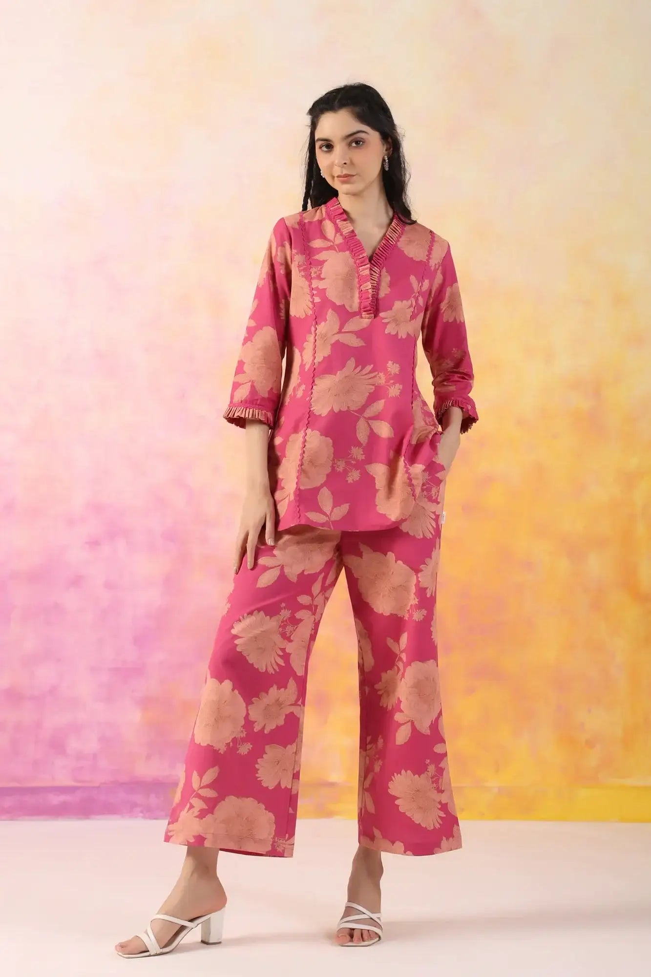 The Breezy Edit Pink Cotton Flex Co-ord Set