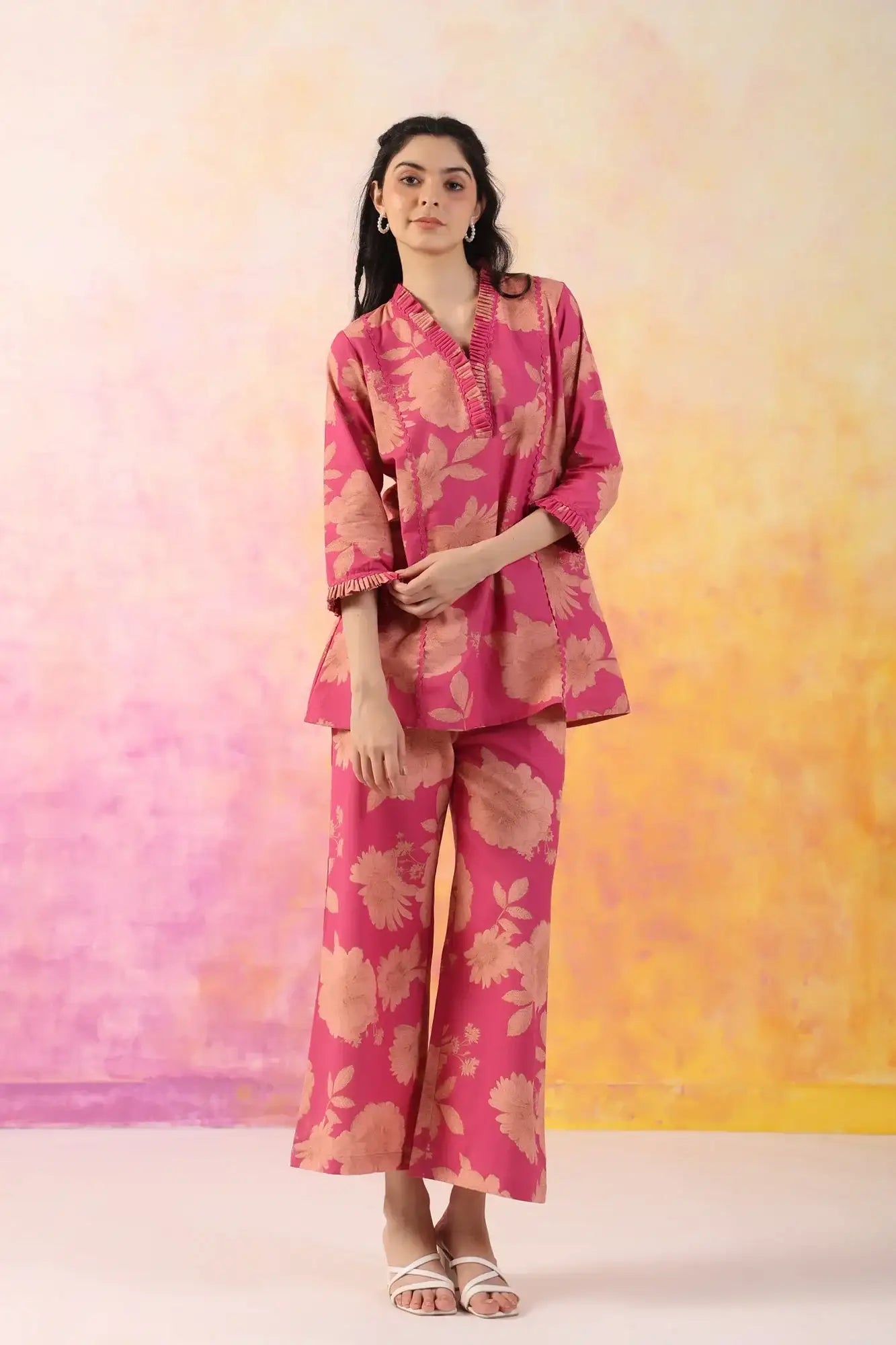 The Breezy Edit Pink Cotton Flex Co-ord Set