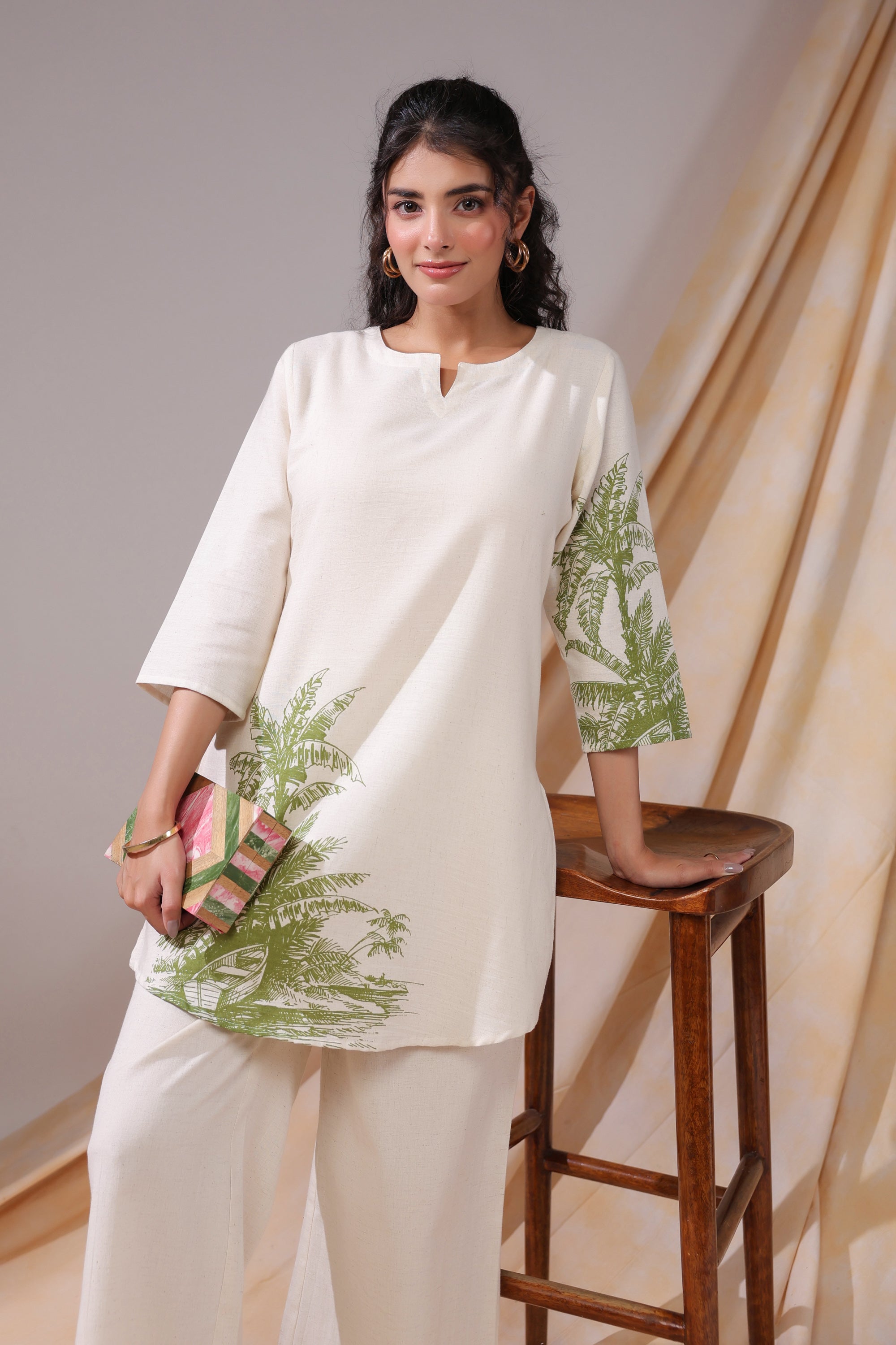 Palm Shore Printed Cotton Flex Co-ord Set