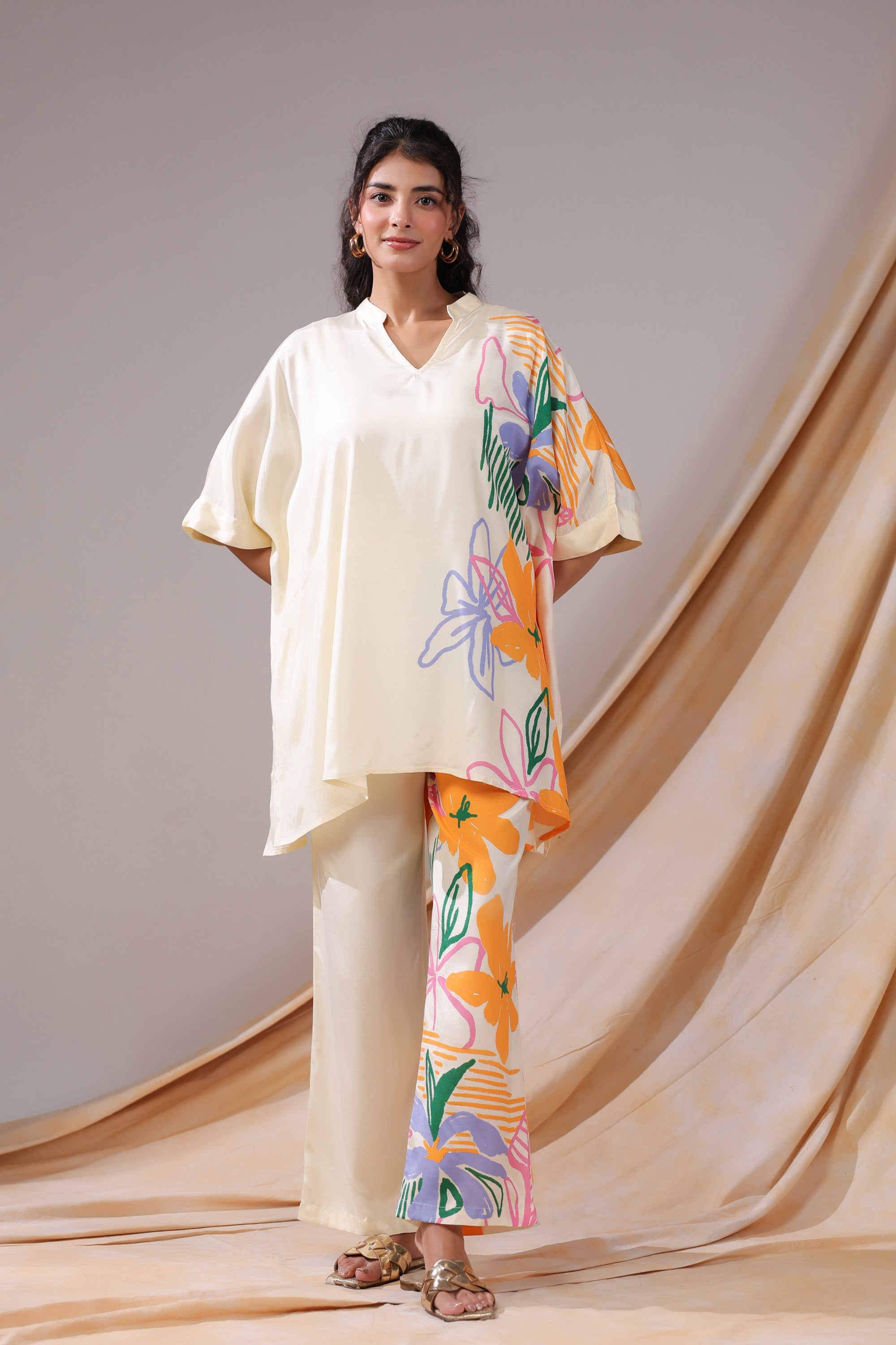 Tropical Canvas Russian Silk Co-ord Set