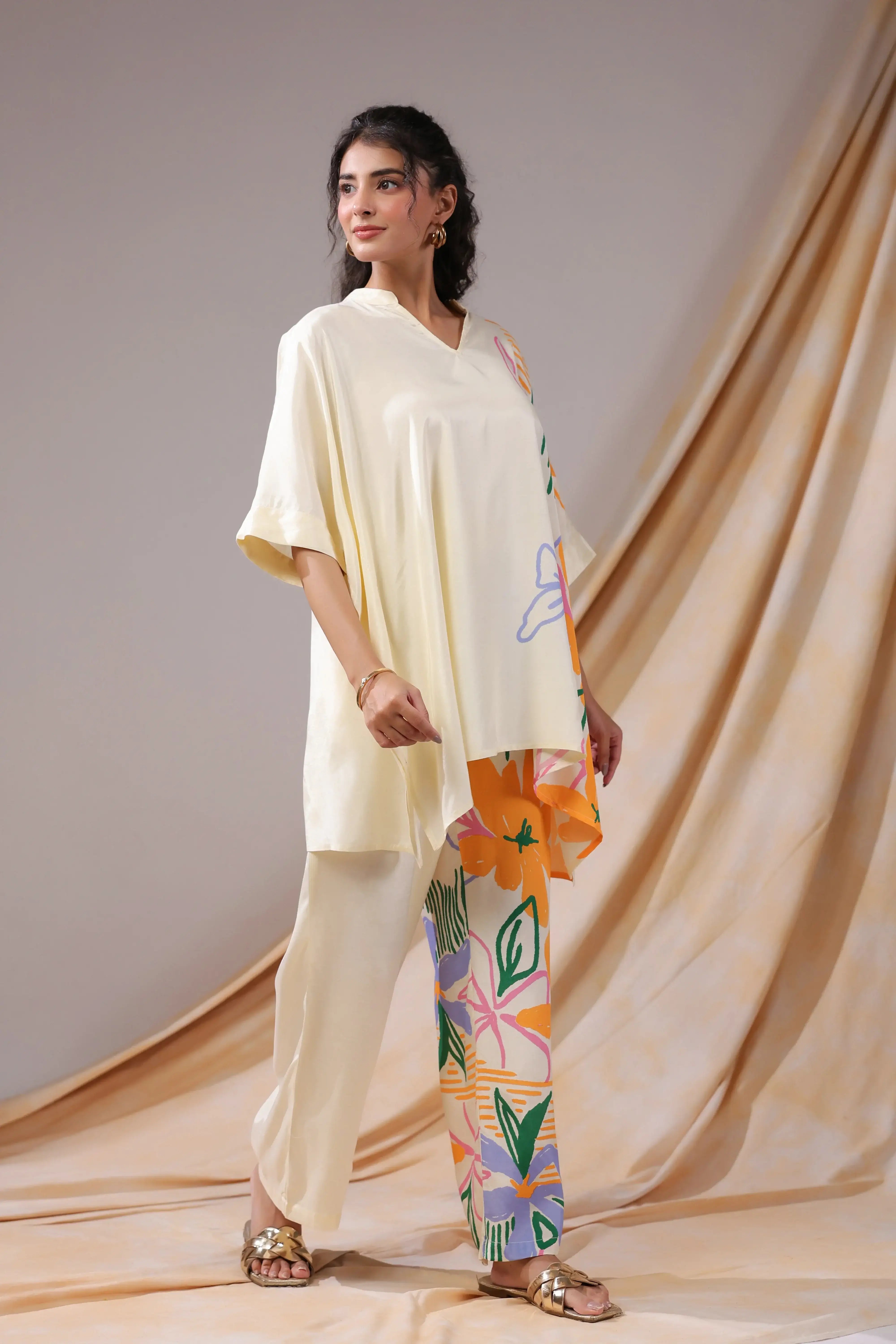 Tropical Canvas Russian Silk Co-ord Set