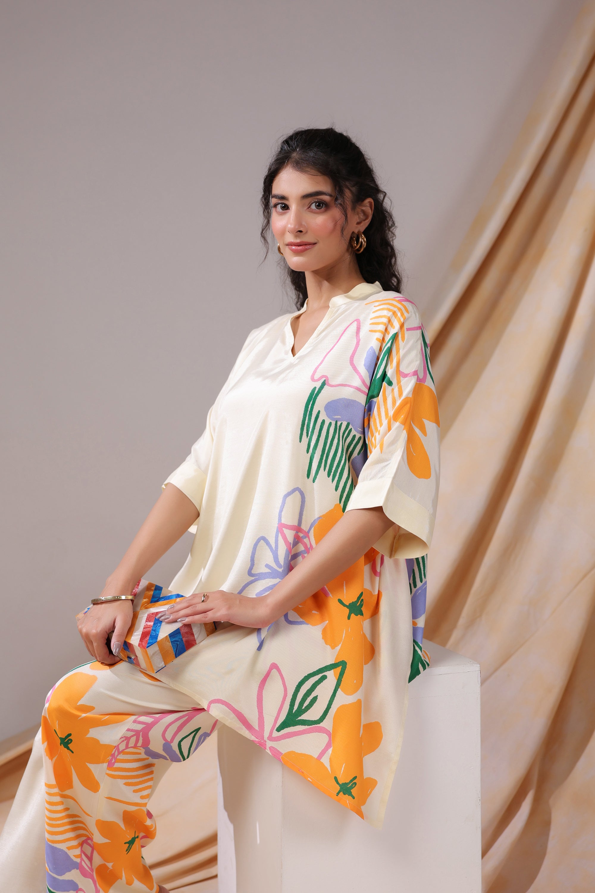 Tropical Canvas Russian Silk Co-ord Set