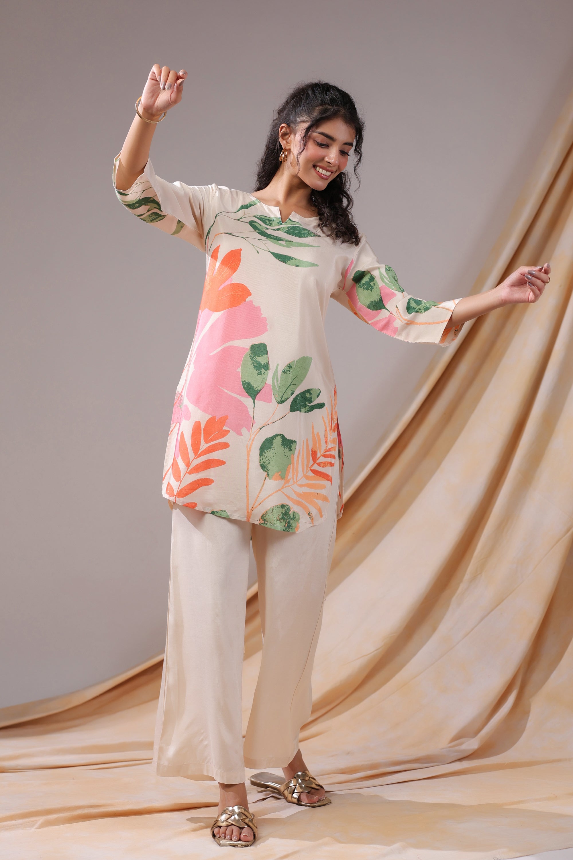 Pastel Garden Russian Silk Co-ord Set