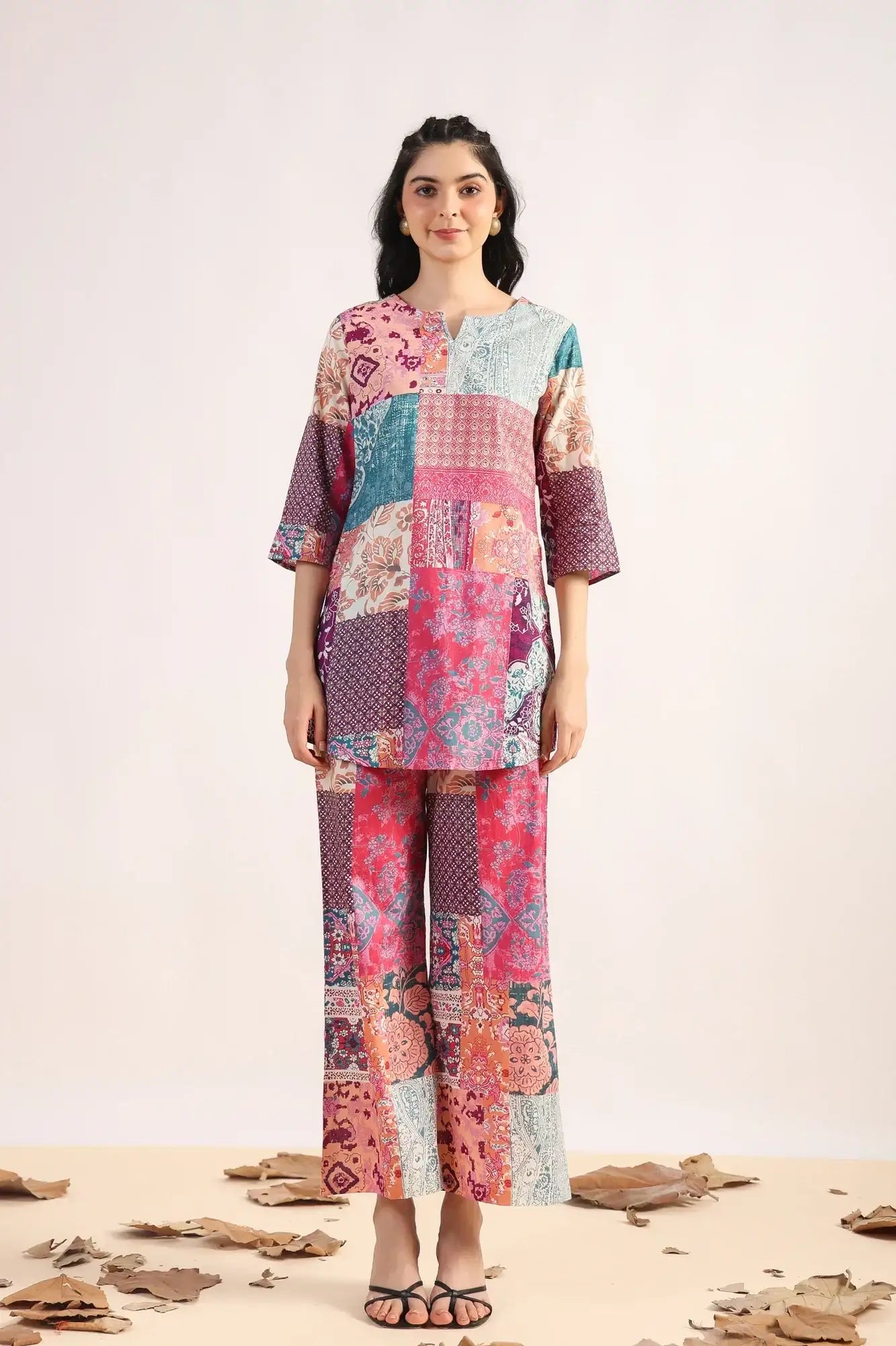 Jungle Gem Patch Palazzo Cotton Loungewear Set