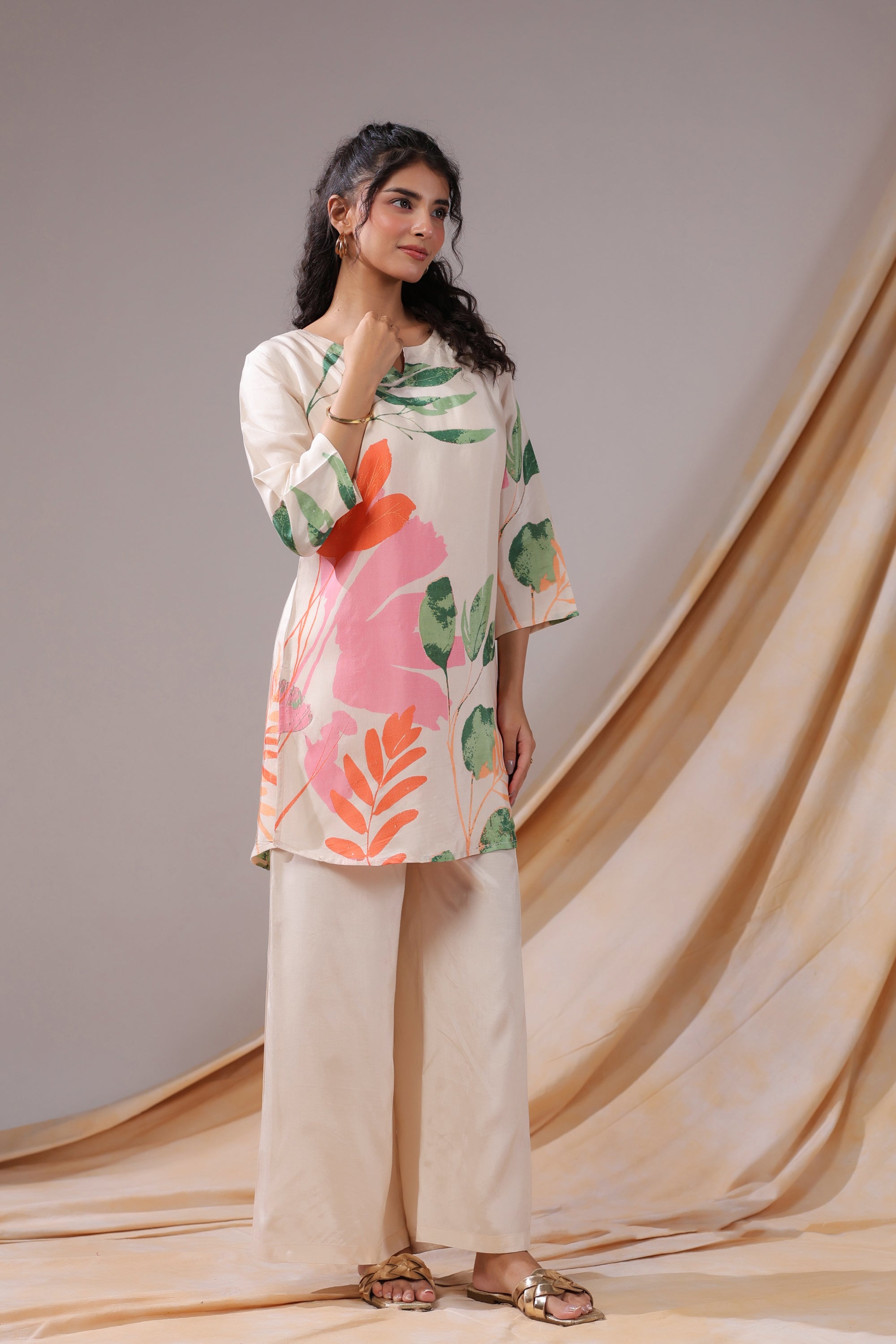 Pastel Garden Russian Silk Co-ord Set