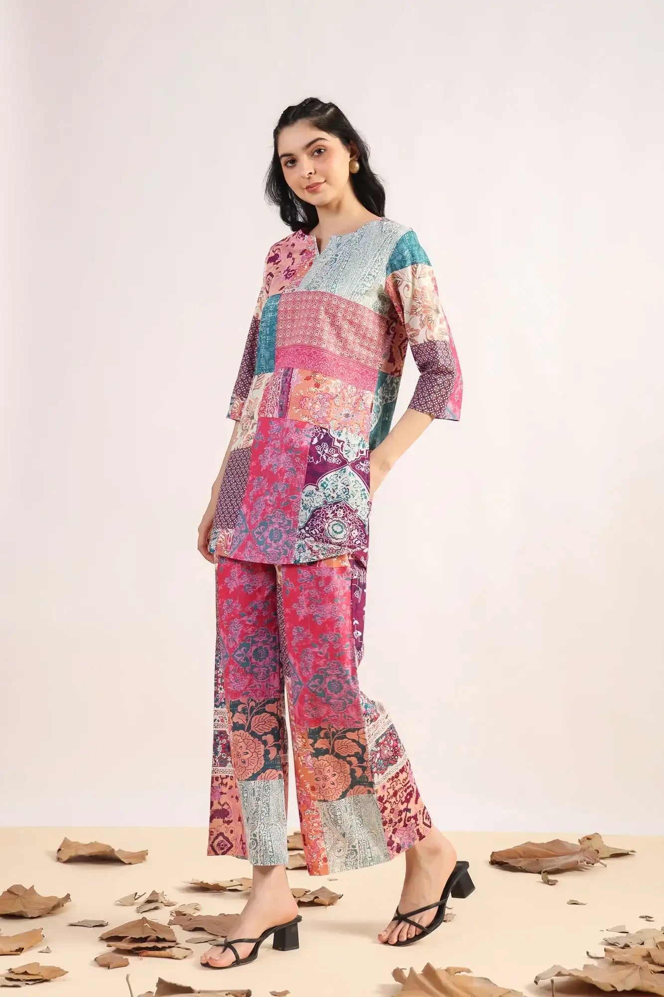Jungle Gem Patch Palazzo Cotton Loungewear Set