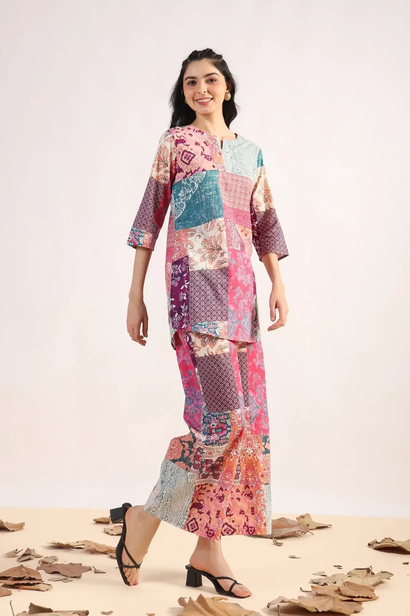 Jungle Gem Patch Palazzo Cotton Loungewear Set