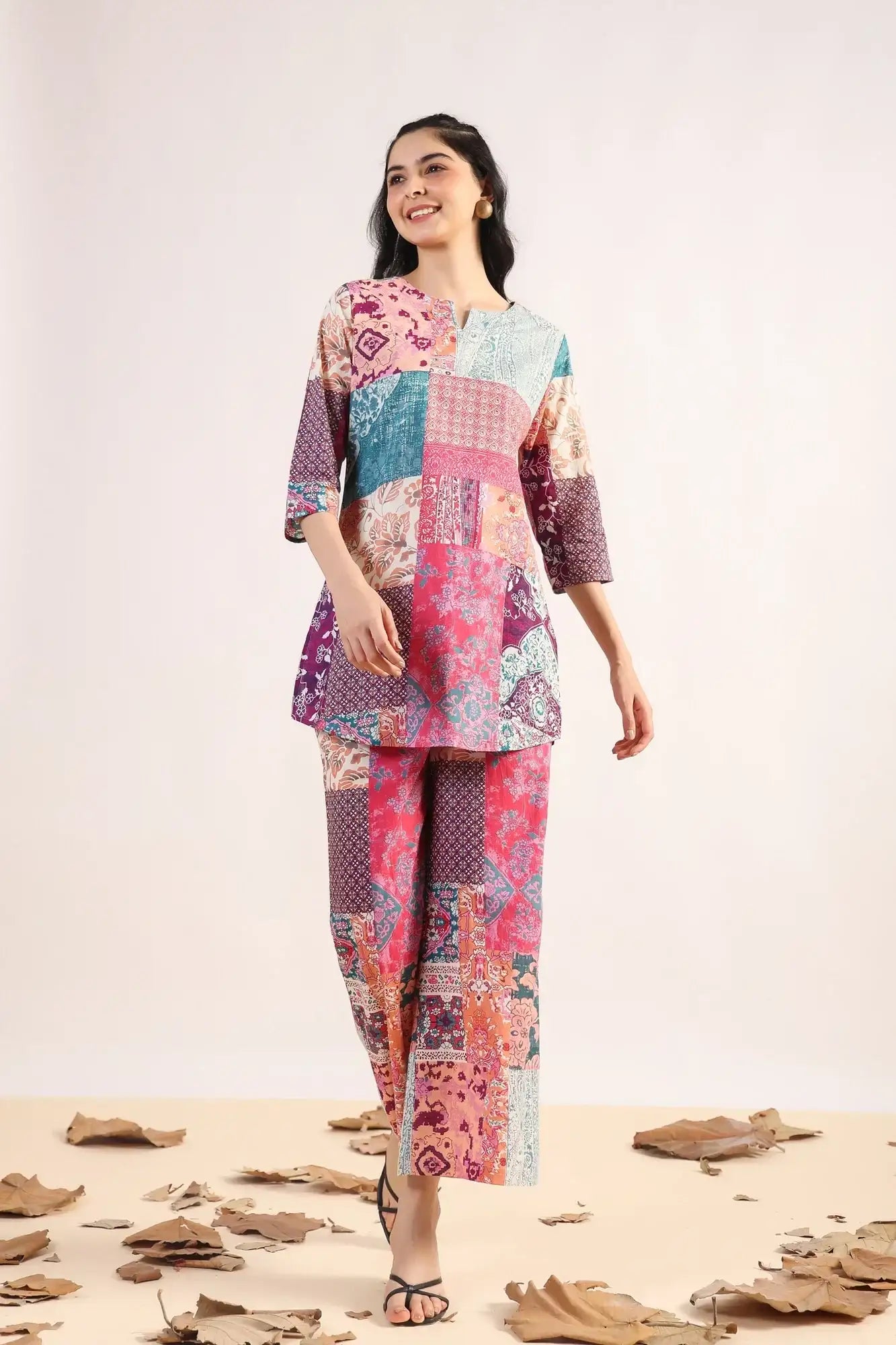 Jungle Gem Patch Palazzo Cotton Loungewear Set