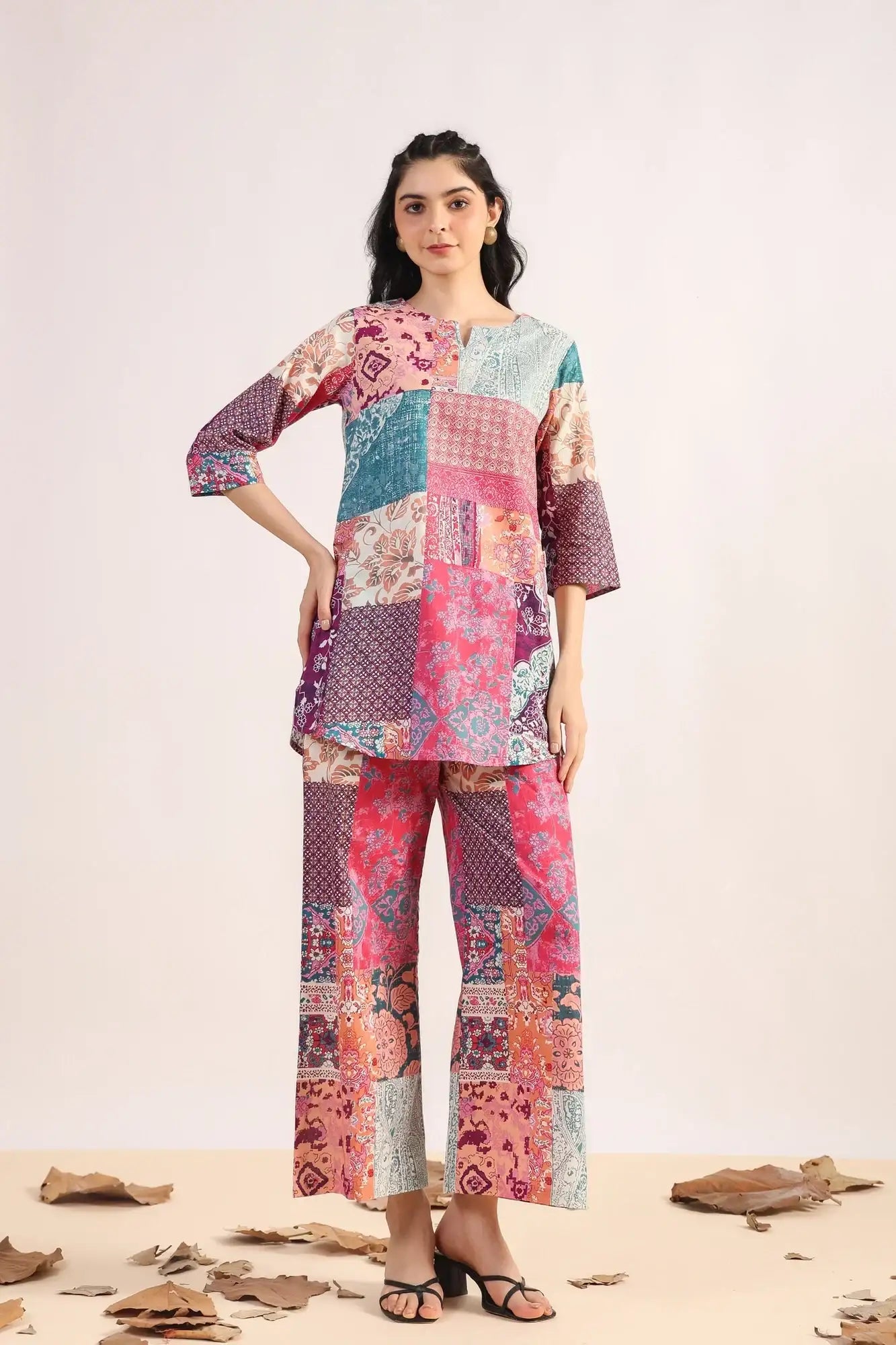 Jungle Gem Patch Palazzo Cotton Loungewear Set