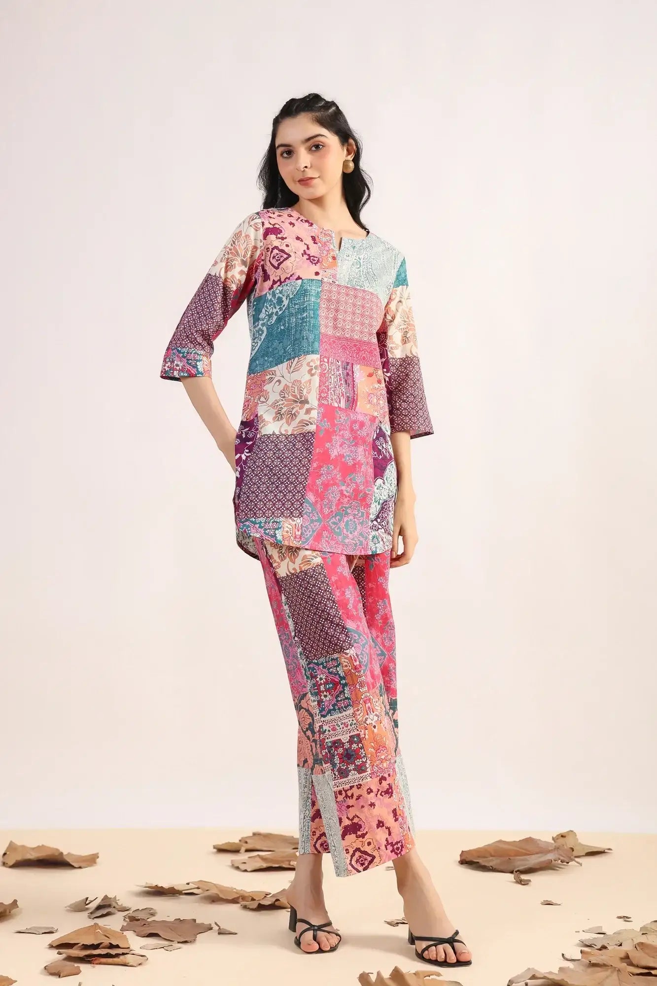 Jungle Gem Patch Palazzo Cotton Loungewear Set