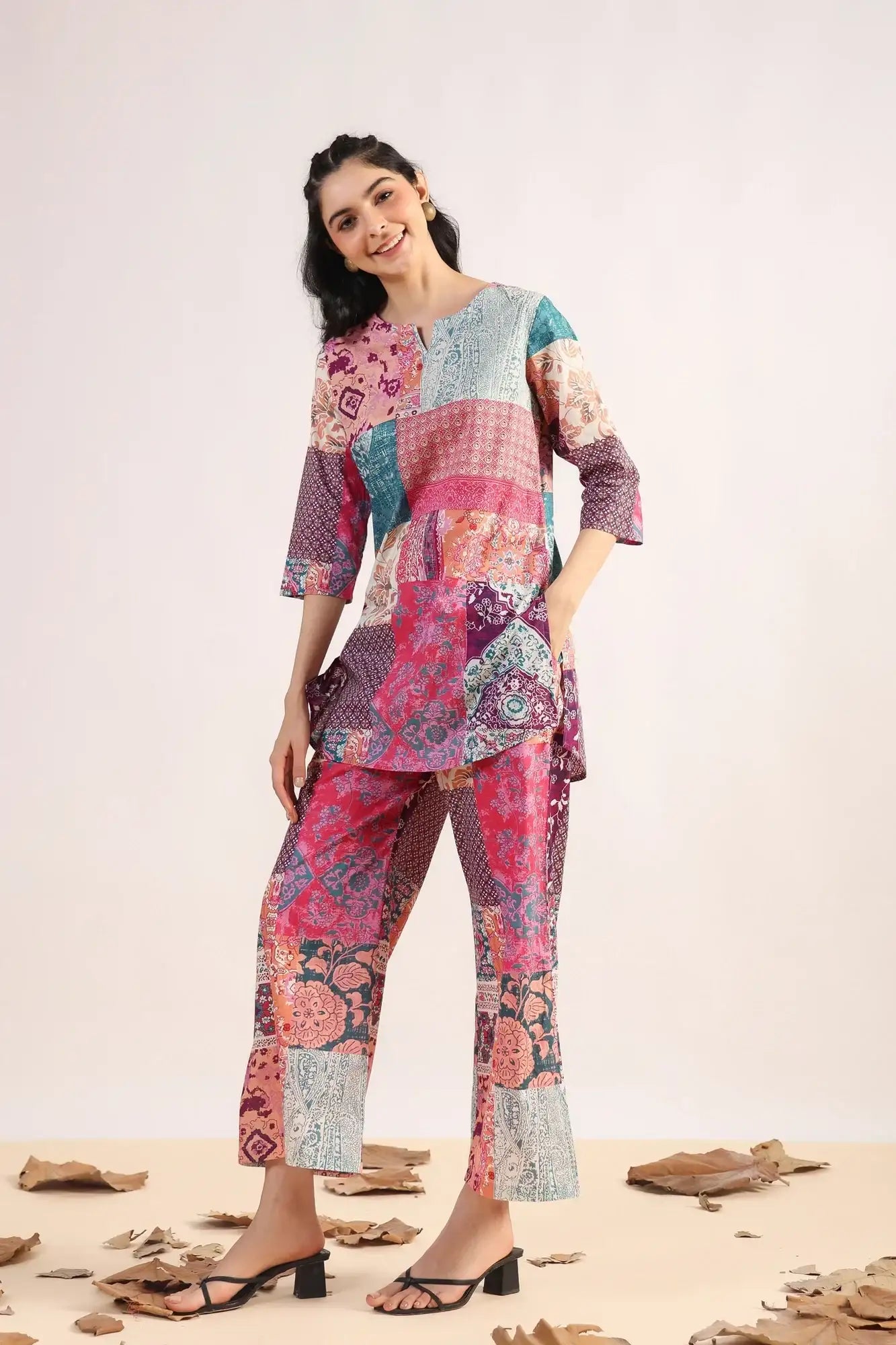 Jungle Gem Patch Palazzo Cotton Loungewear Set