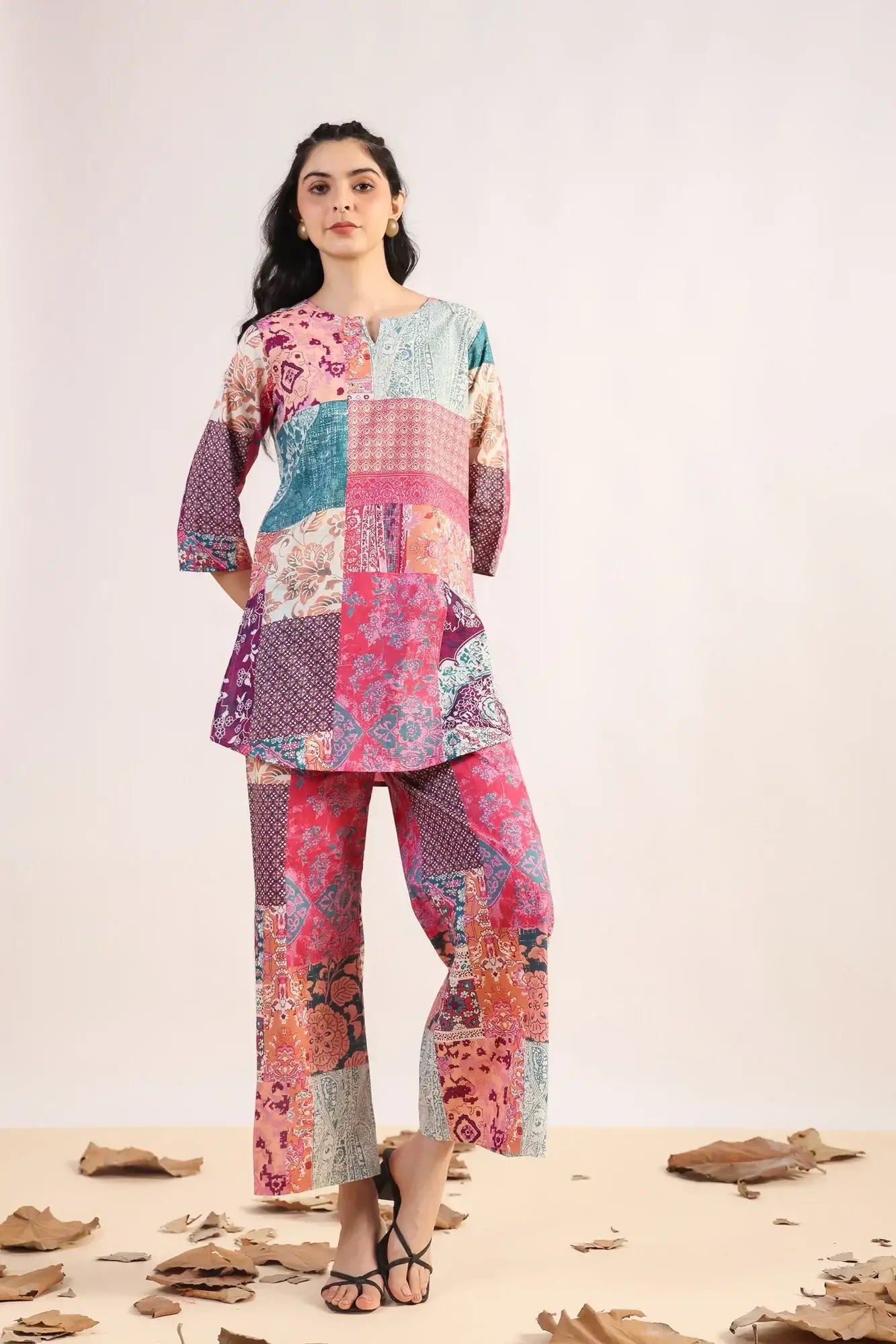Jungle Gem Patch Palazzo Cotton Loungewear Set