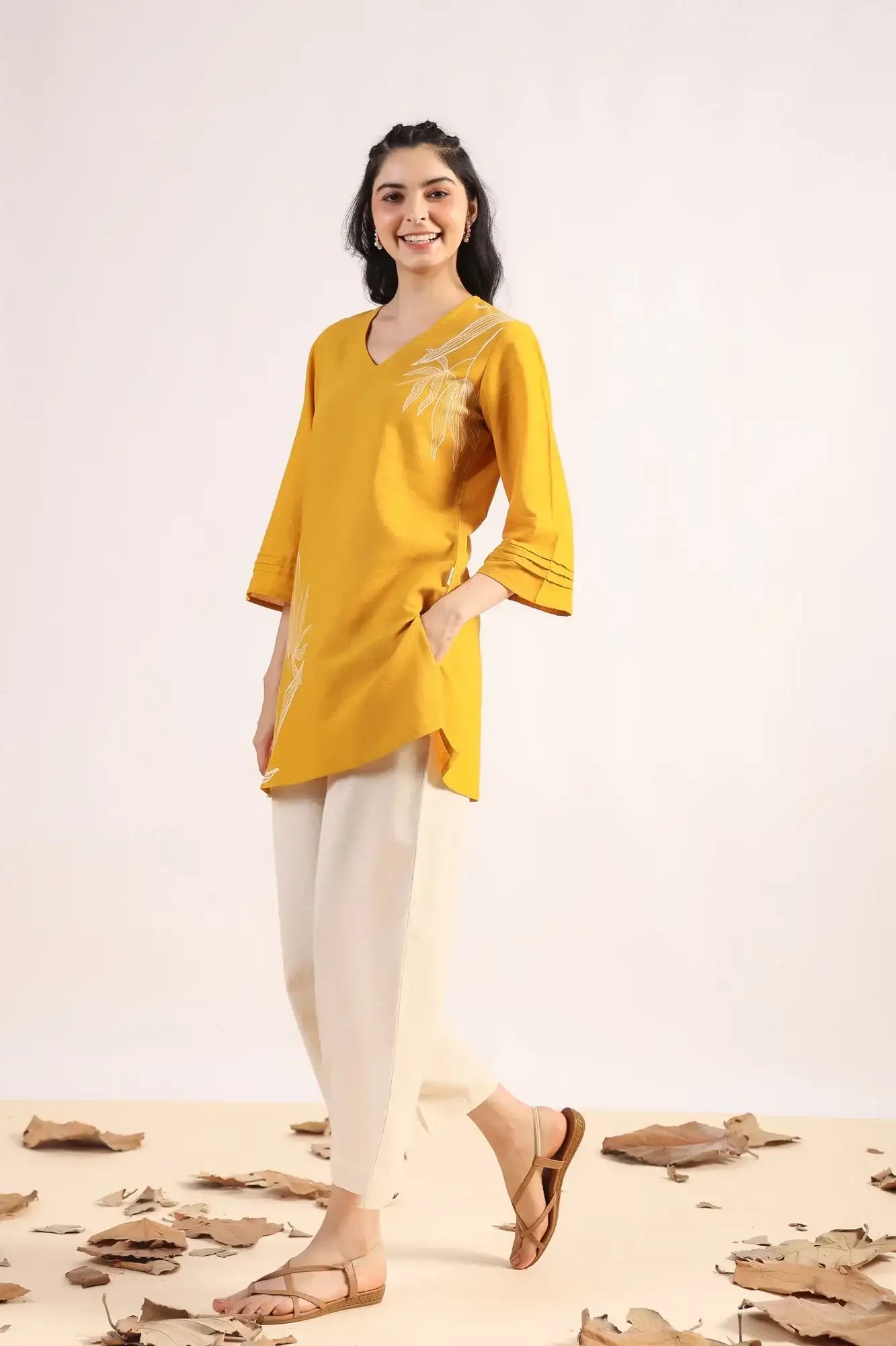 Urban Grace On Yellow Cotton Flex Top