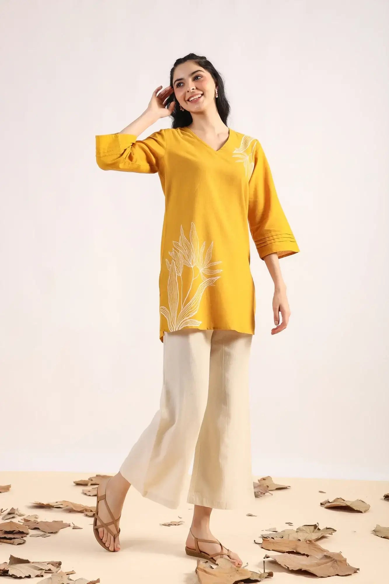Urban Grace On Yellow Cotton Flex Top