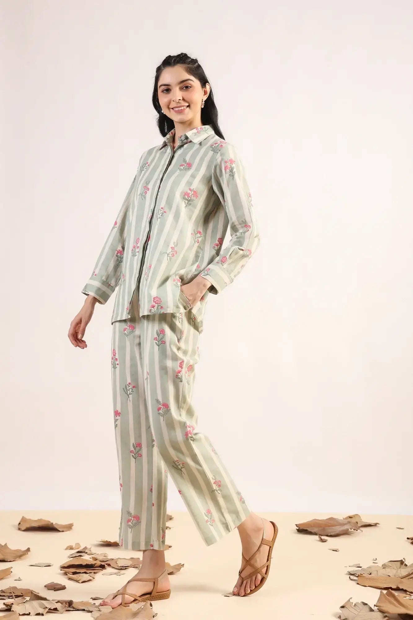 Coastal Cool On Green Cotton Flex Co-ord Set