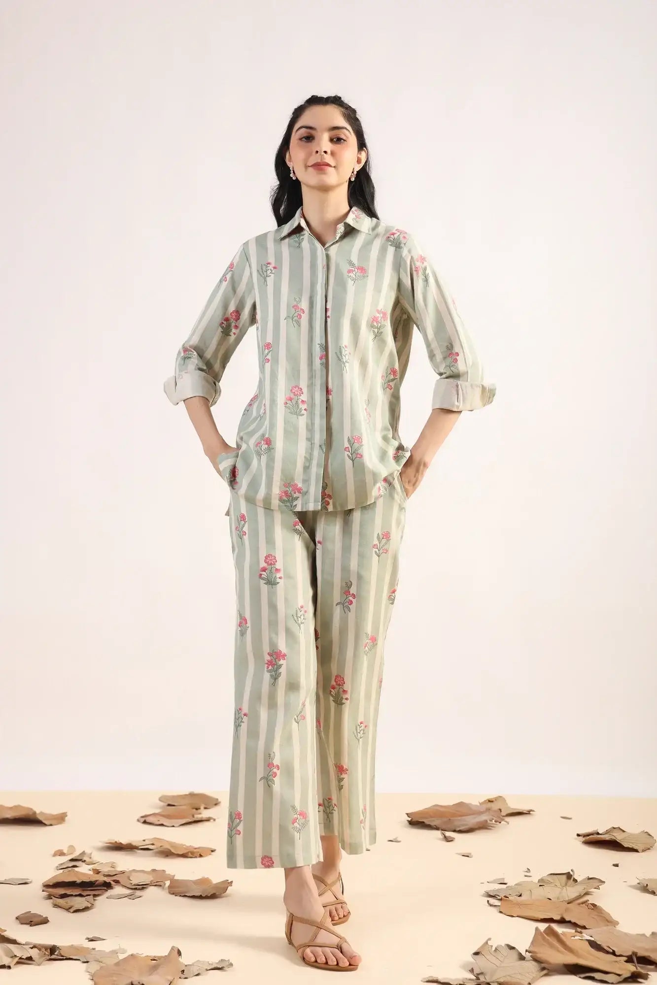 Coastal Cool On Green Cotton Flex Co-ord Set