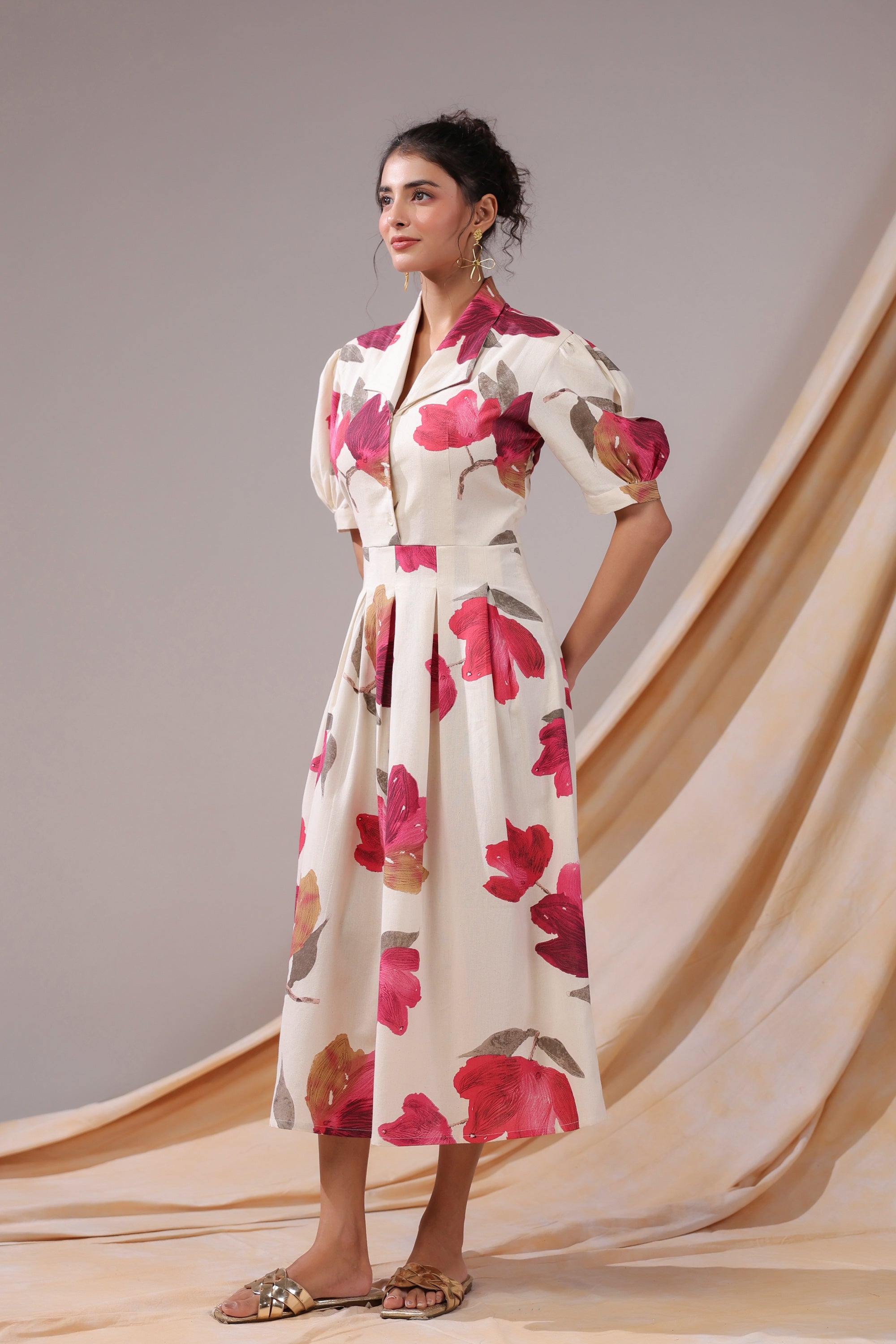 Crimson Magnolia Cotton Flex Dress