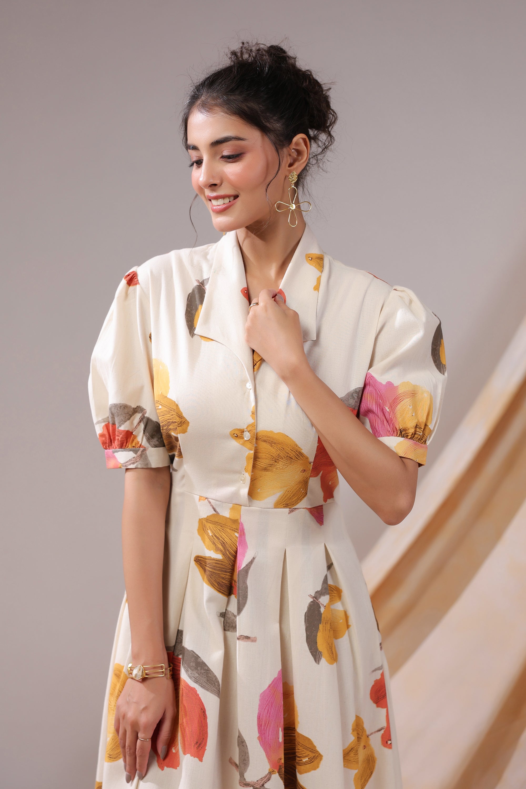 Autumn Bloom Cotton Flex Dress