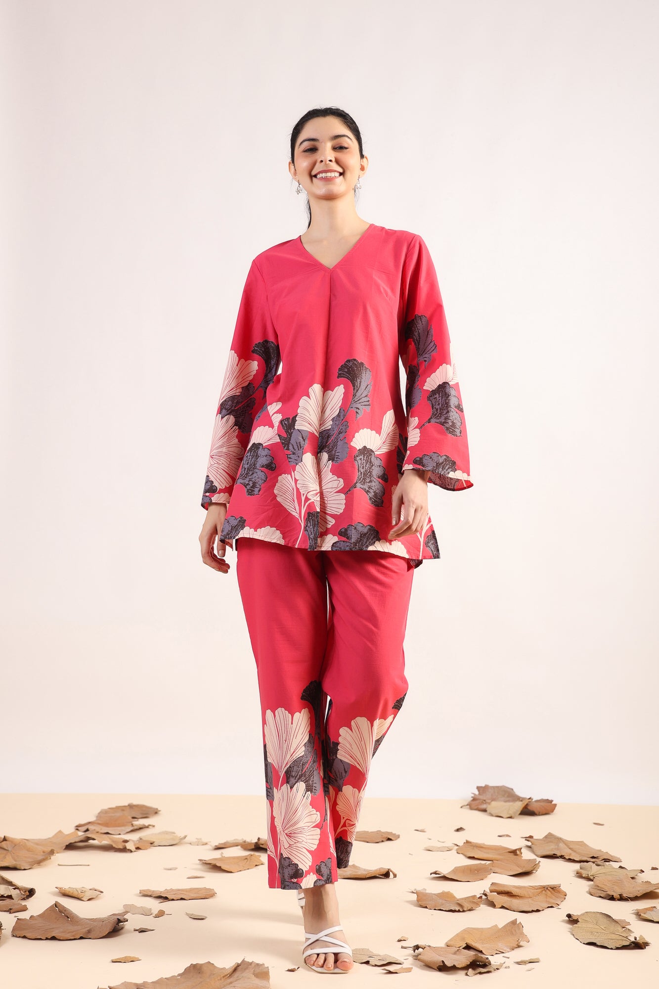 Radiant Rhythms Pink Cotton Co-ord Set