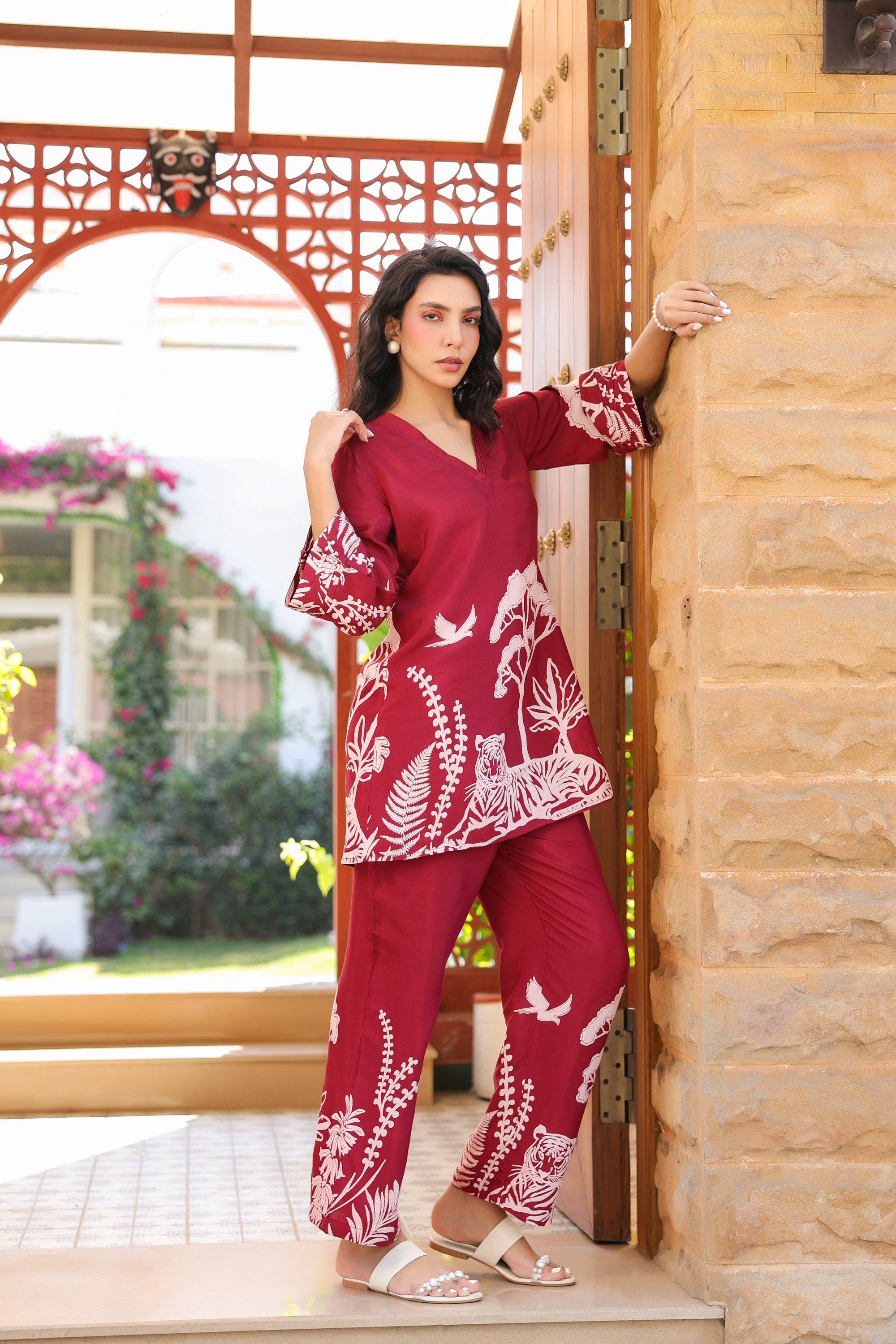 Scarlet Safari Russian Silk Co-ord Set