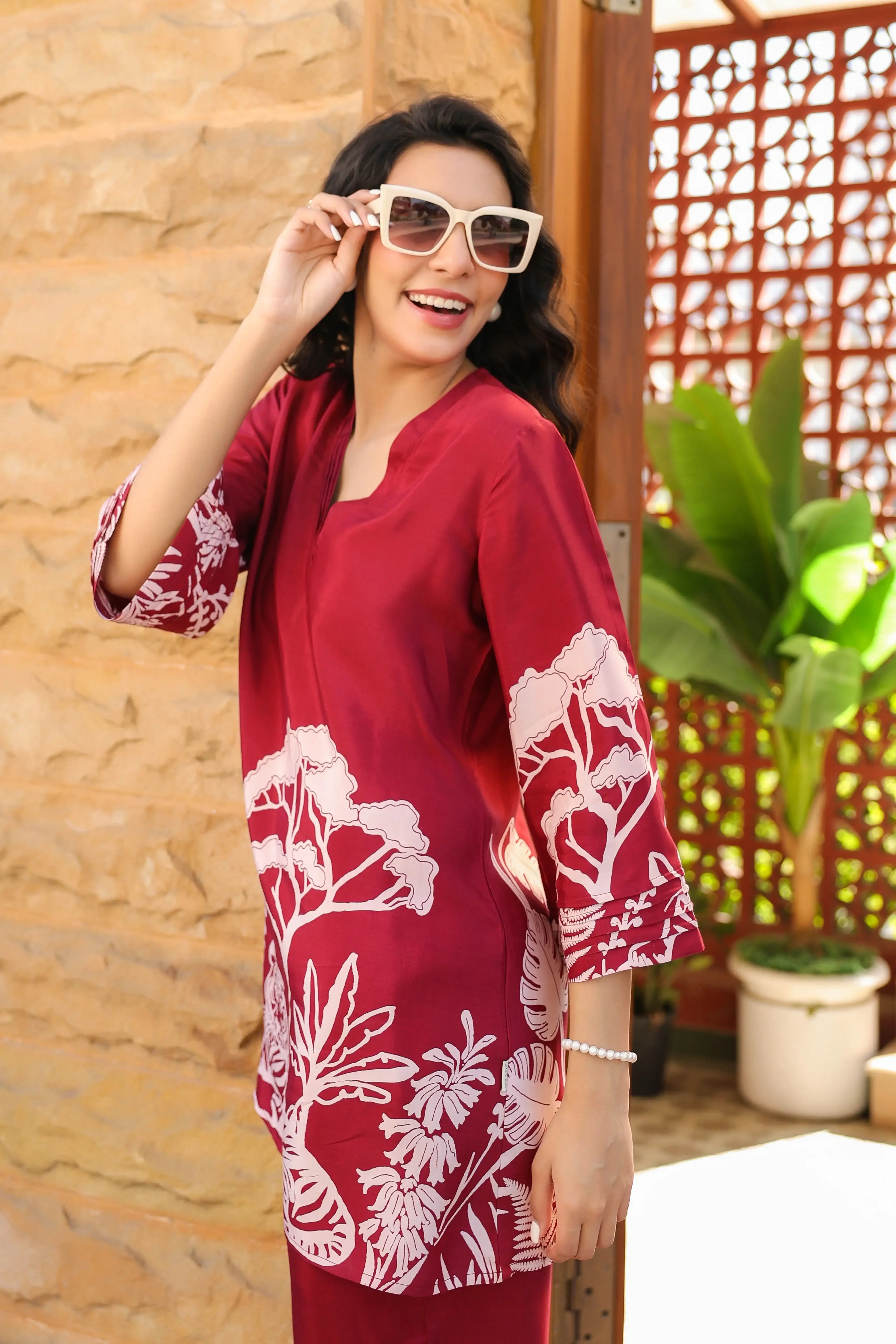 Scarlet Safari Russian Silk Co-ord Set