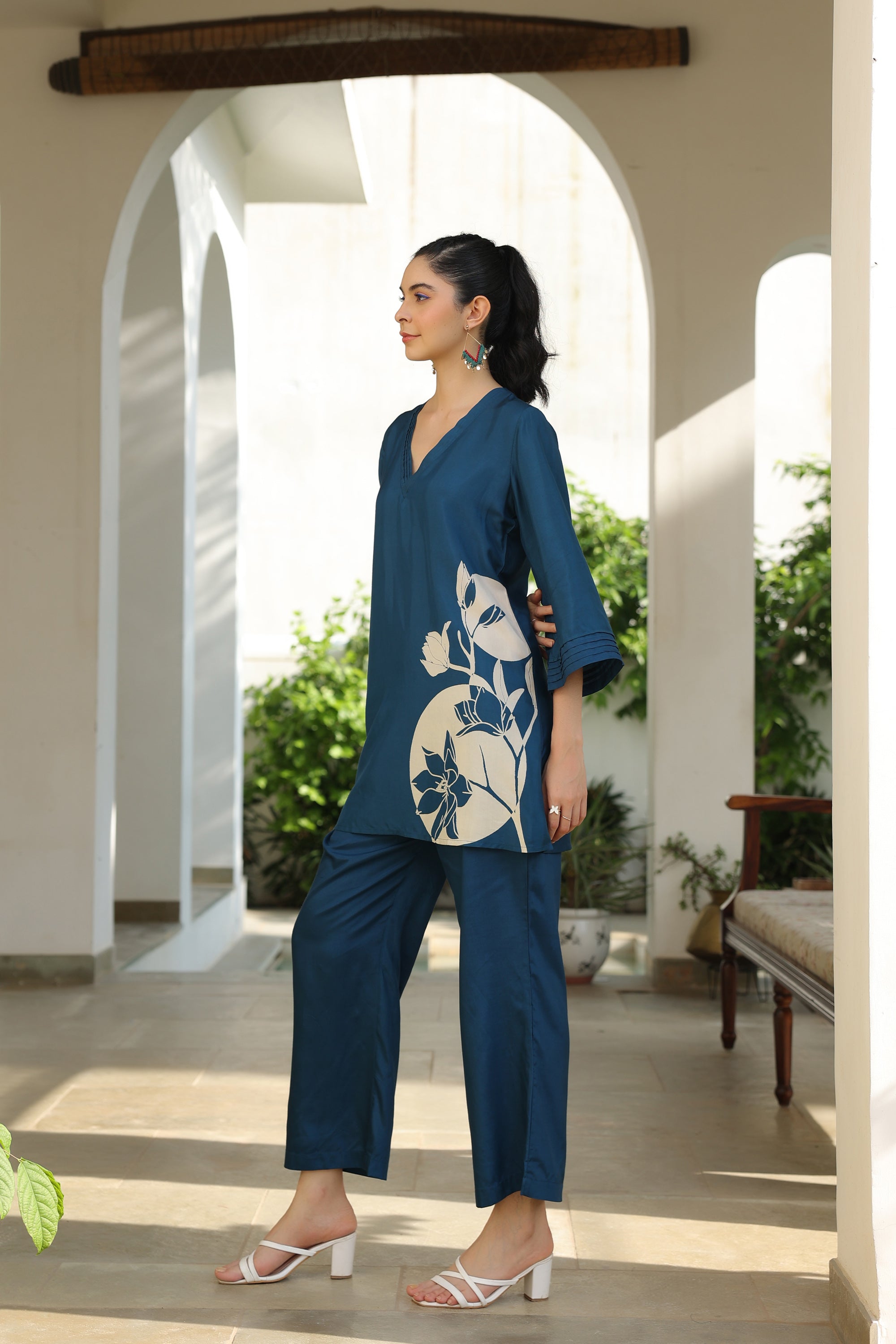Playful Jade Ensemble Russian Silk Co-ord Set
