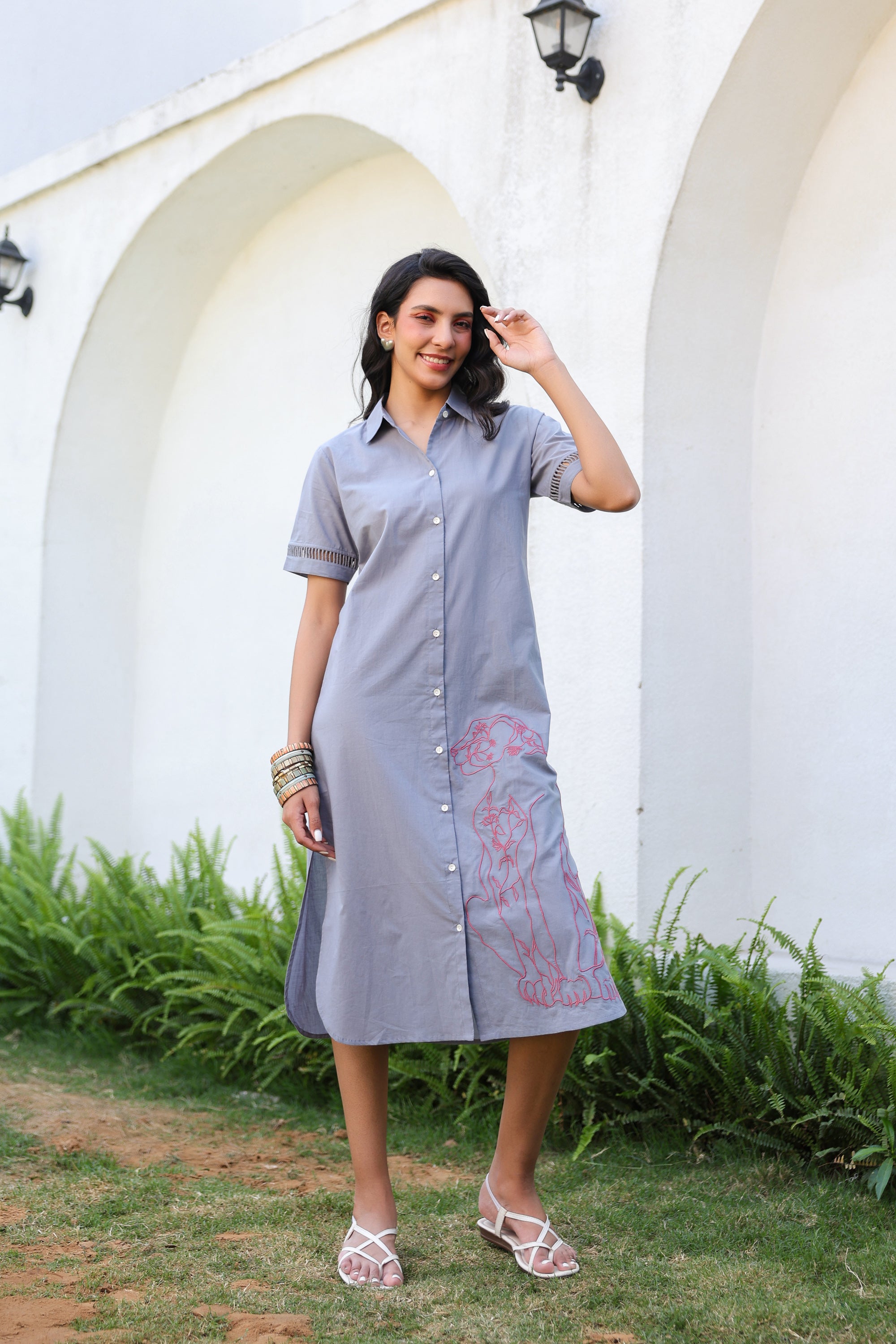Slate Grey Safari Cotton Dress