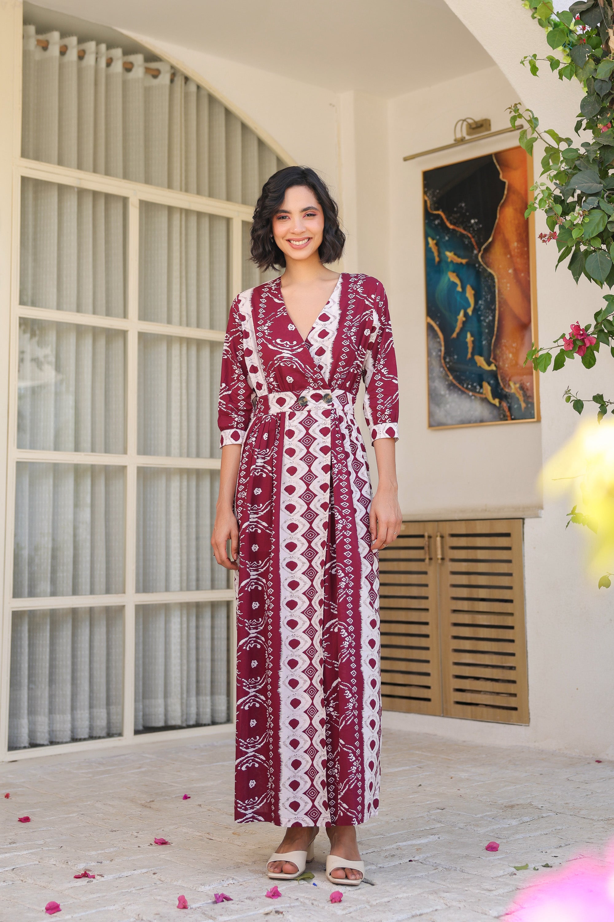 Maroon Vintage Cotton Dress Maroon Vintage Cotton Dress