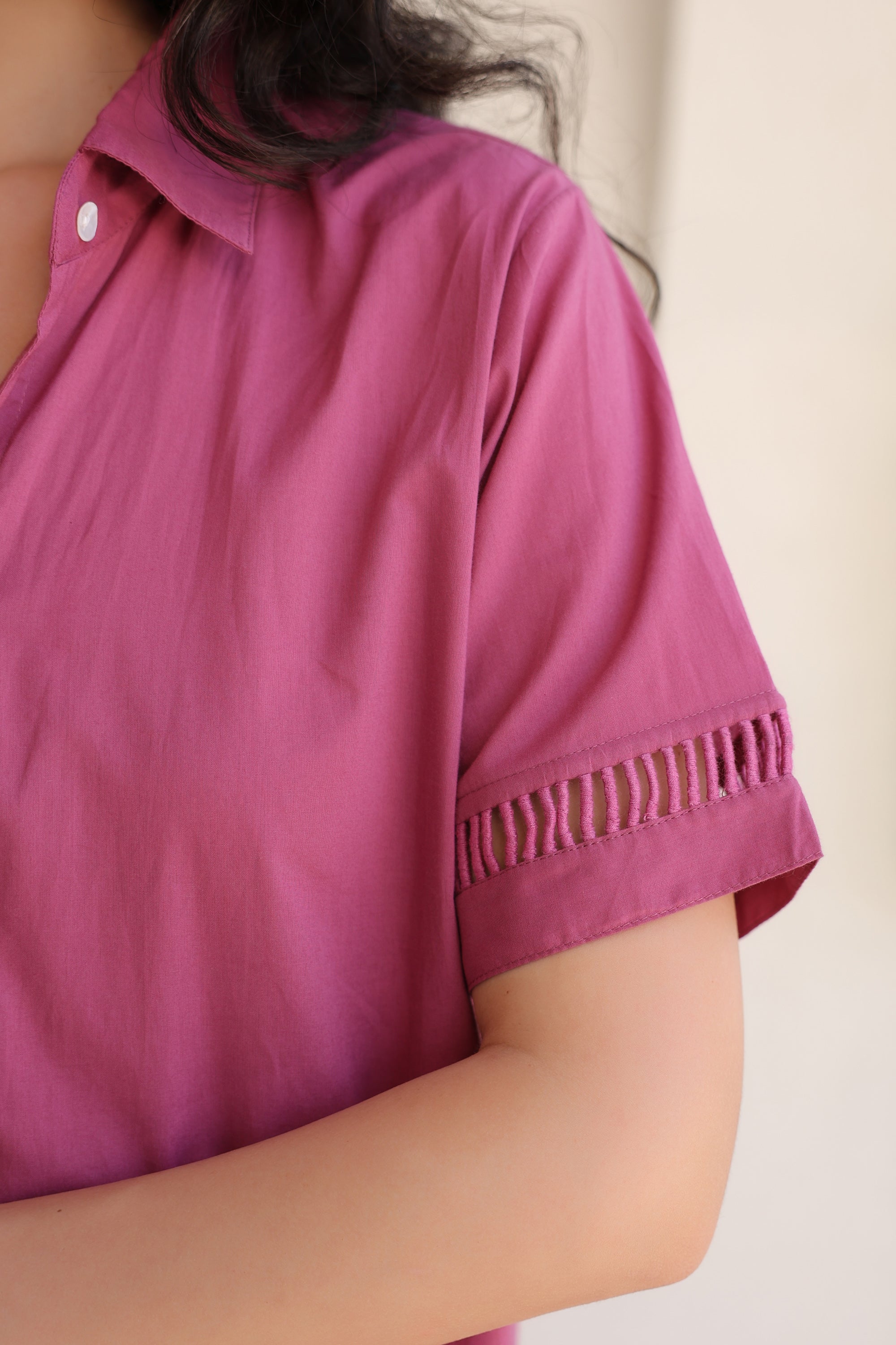 Dusky Flamingo Shirt Cotton Dress