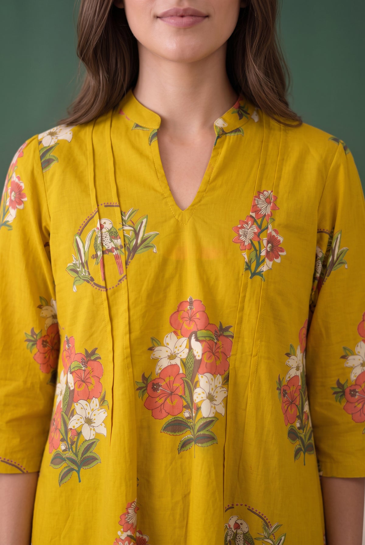 Mustard Yellow Floral Printed Cotton Co-ord Set