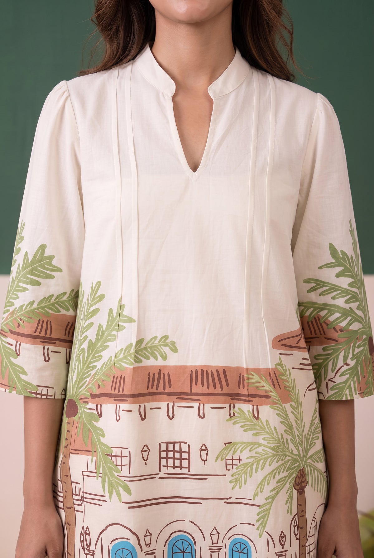 Off-White Tropical Building Printed Cotton Co-ord Set