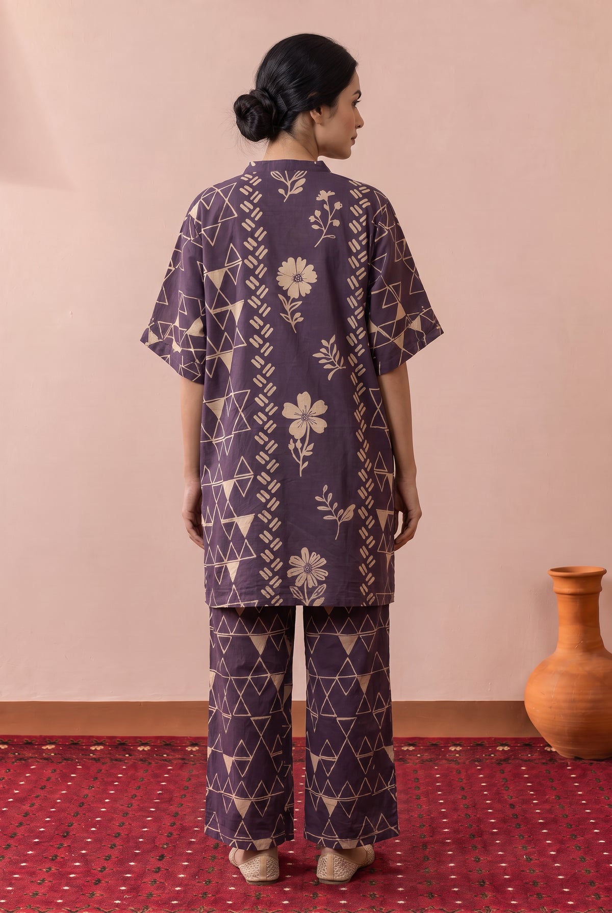 Purple Flora Geo-Printed Cotton Co-ord Set