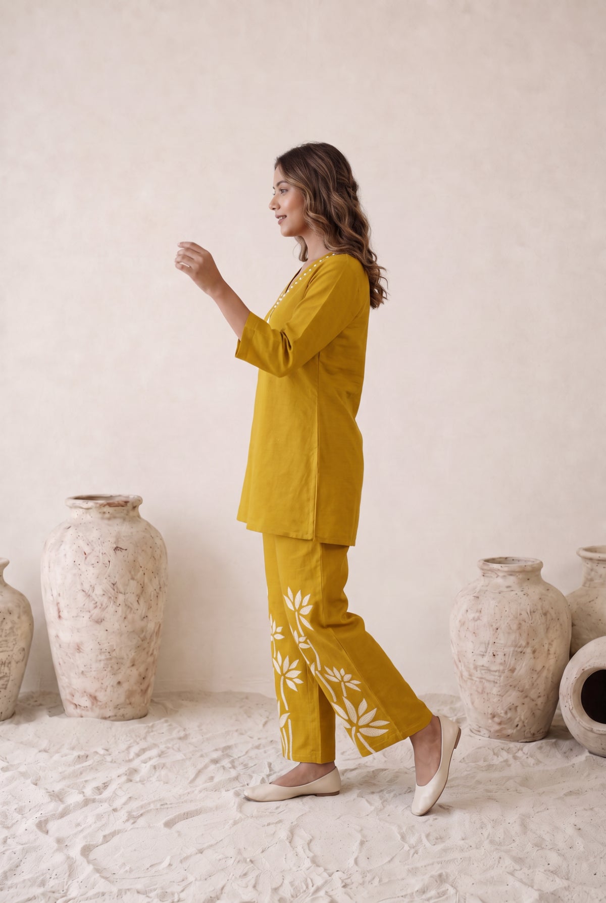 Mustard Bloom Floral Cotton Co-ord Set