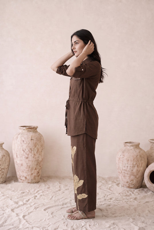 Chocolate Botanical Cotton Flex Co-Ord Set
