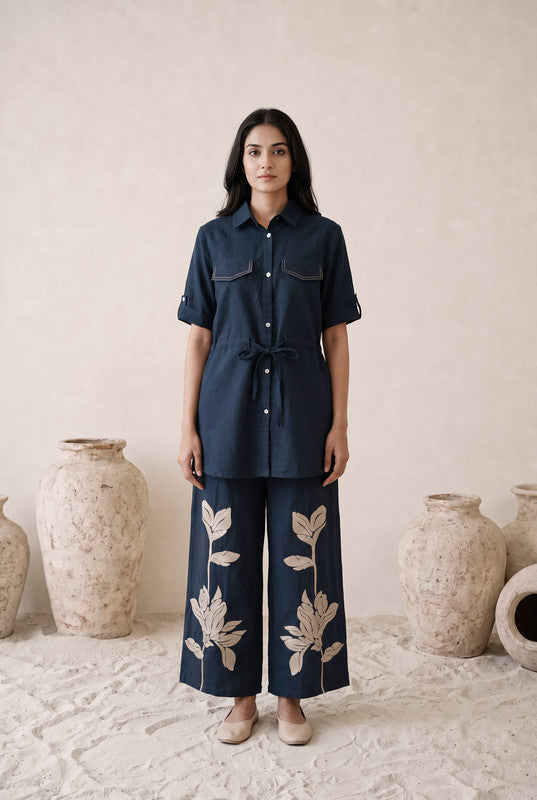 Navy Botanical Cotton Flex Co-Ord Set