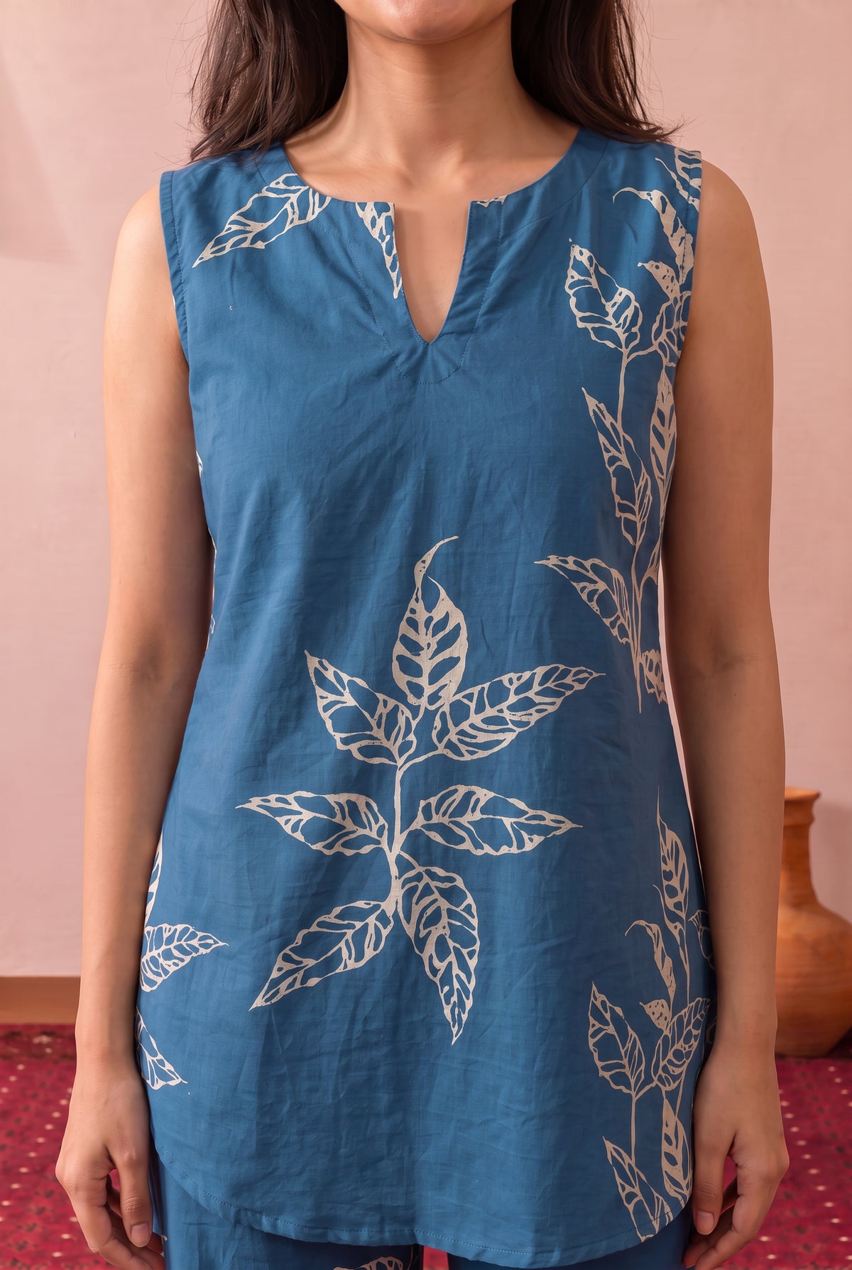 Blue Foliage Printed Cotton Co-ord Set