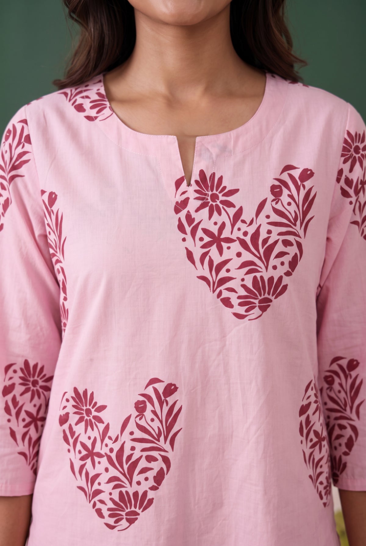 Pink Floral Pattern Printed Cotton Co-ord Set