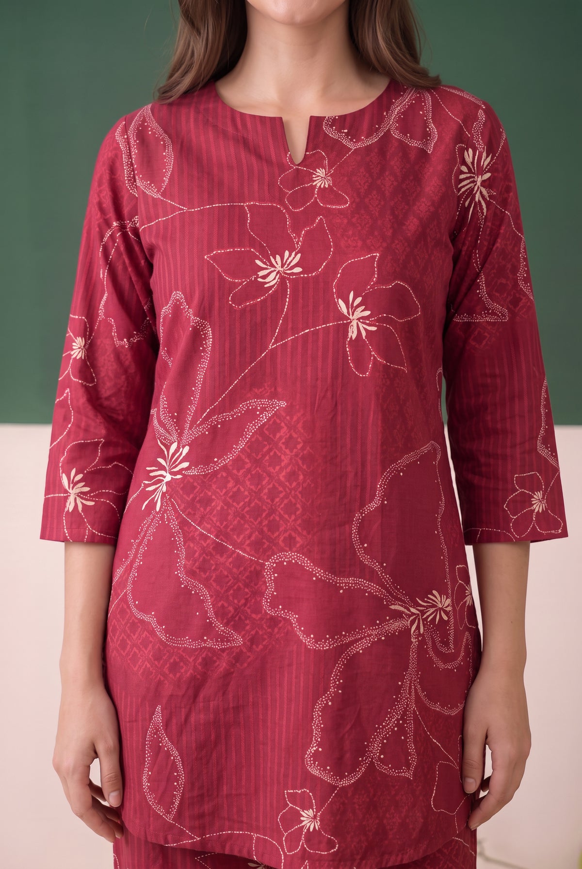 Red Abstract Floral Printed Cotton Flex Co-ord Set