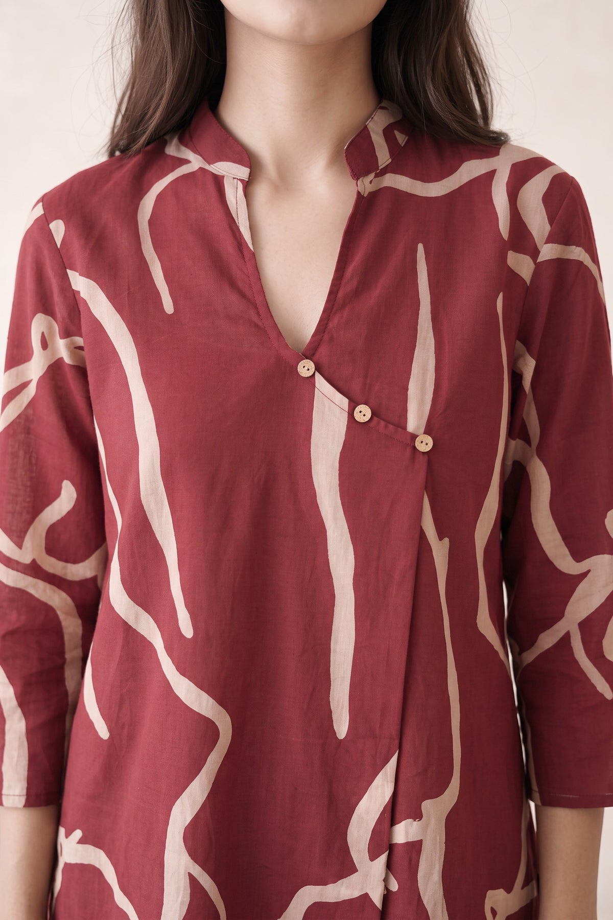 Maroon Abstract Printed Cotton Co-ord Set
