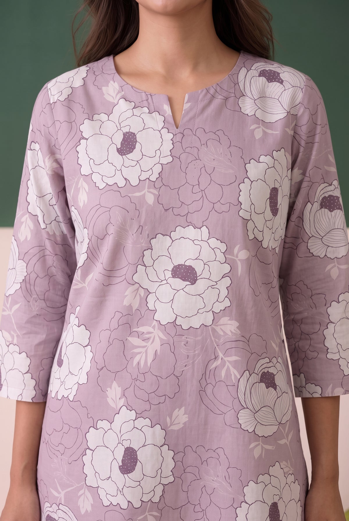 Purple Floral Printed Cotton Co-ord Set