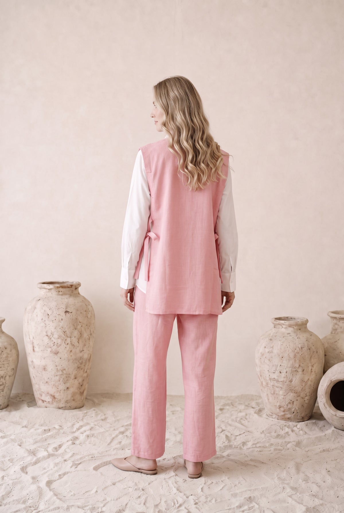 Blush Pink Floral Embroidered Cotton Co-ord Set