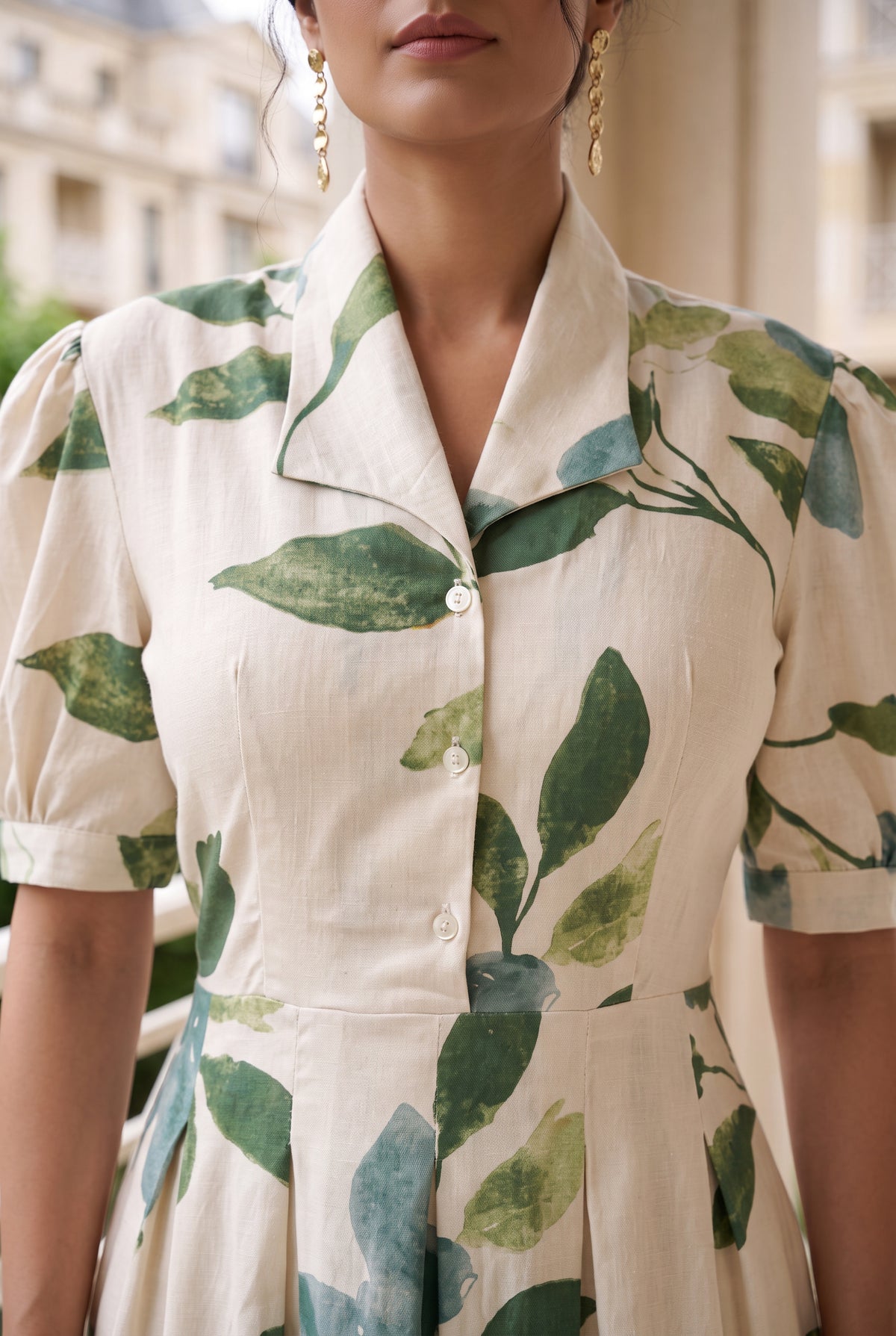 Verdant Leaf Cotton Flex Dress