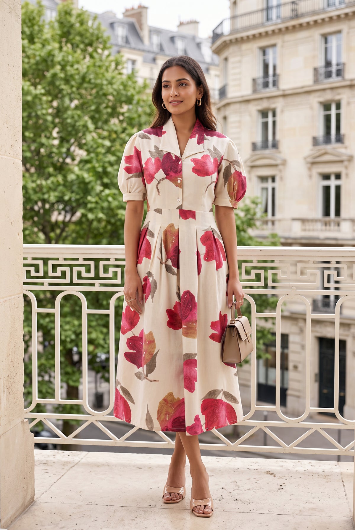 Crimson Magnolia Cotton Flex Dress