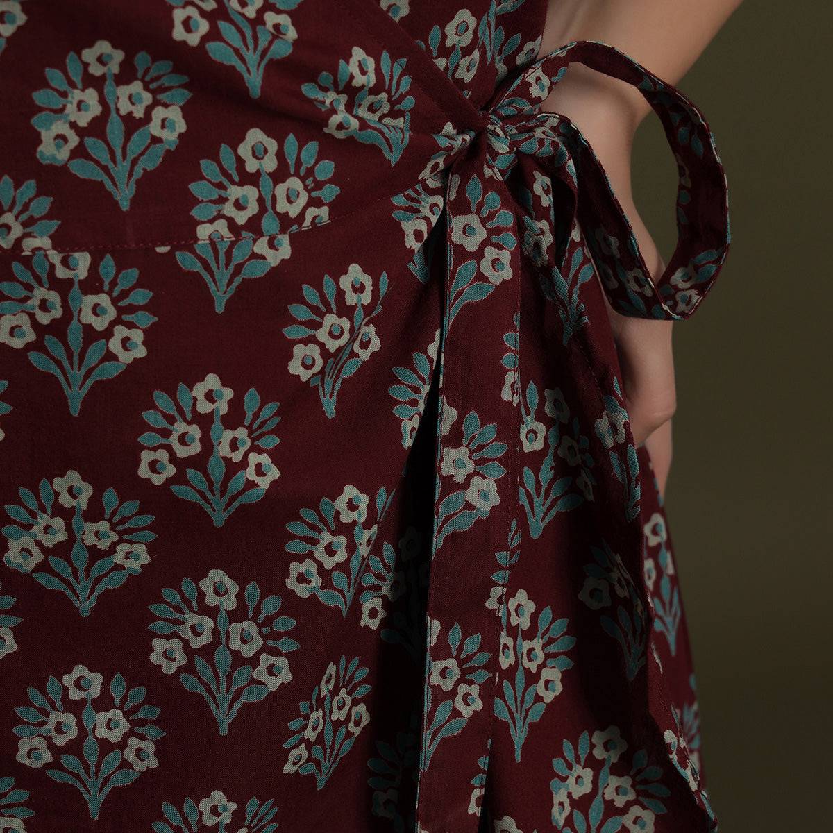 Aloha Mora on Maroon Wrap-around Dress Jisora Jaipur