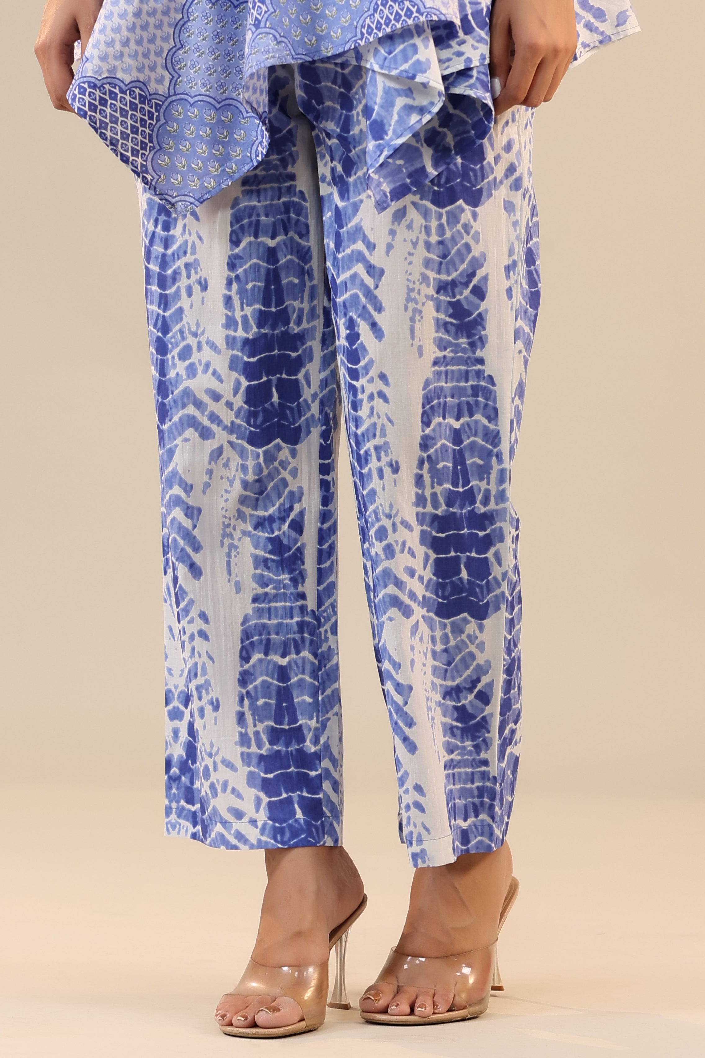 Blue Abstract Shibori Knot Cotton Co-ord Set