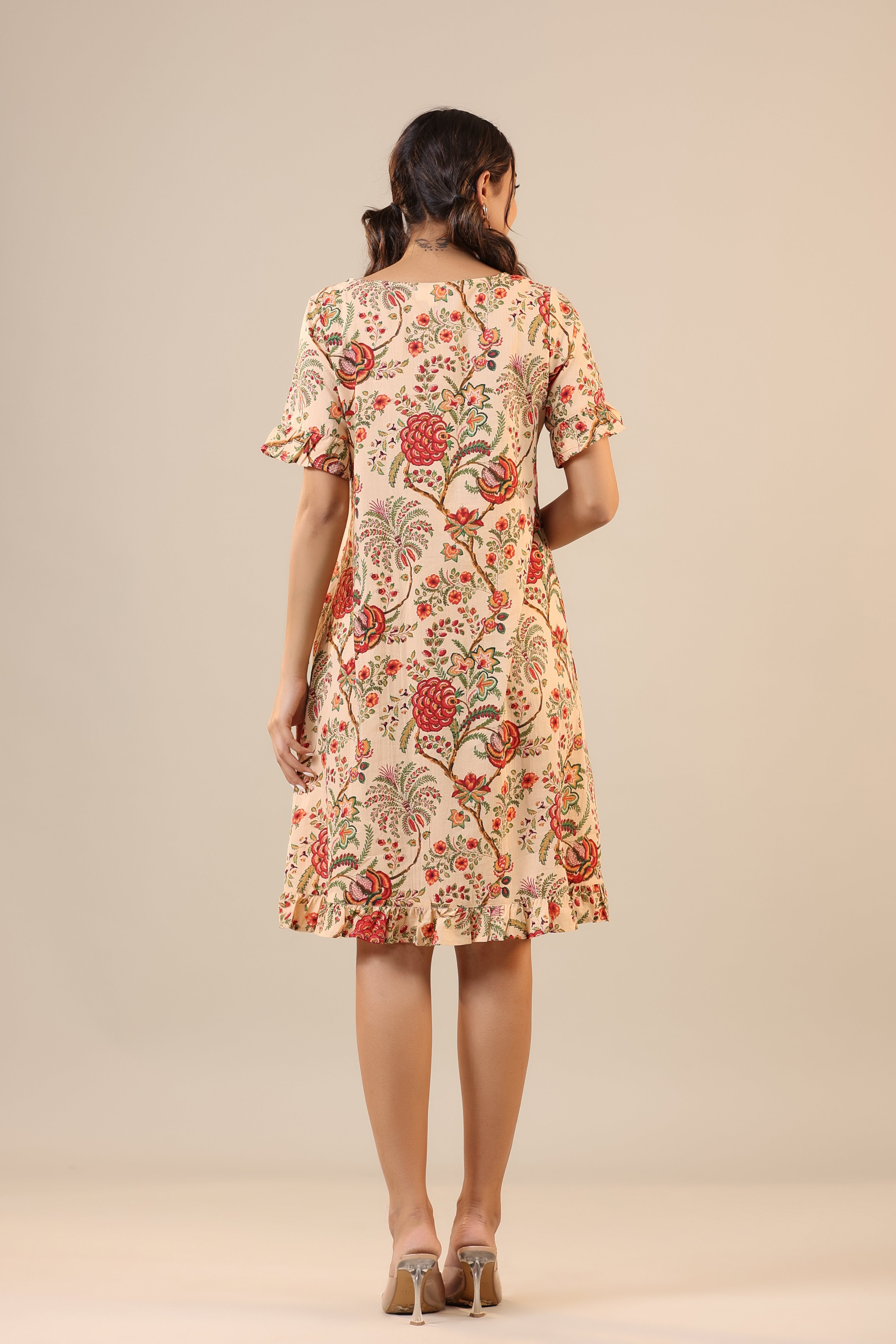 Dahlia Jaal on Beige Cotton T shirt Dress