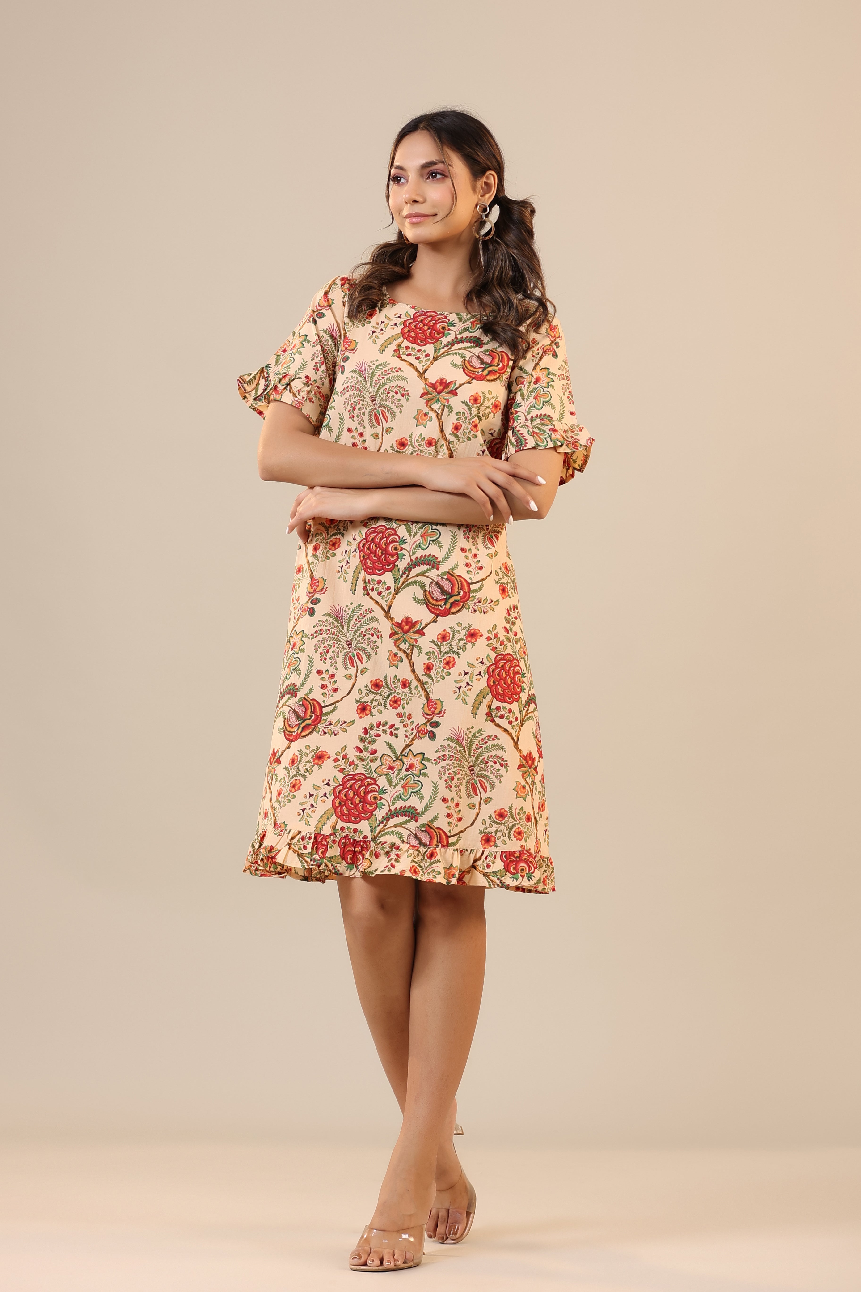 Dahlia Jaal on Beige Cotton T shirt Dress