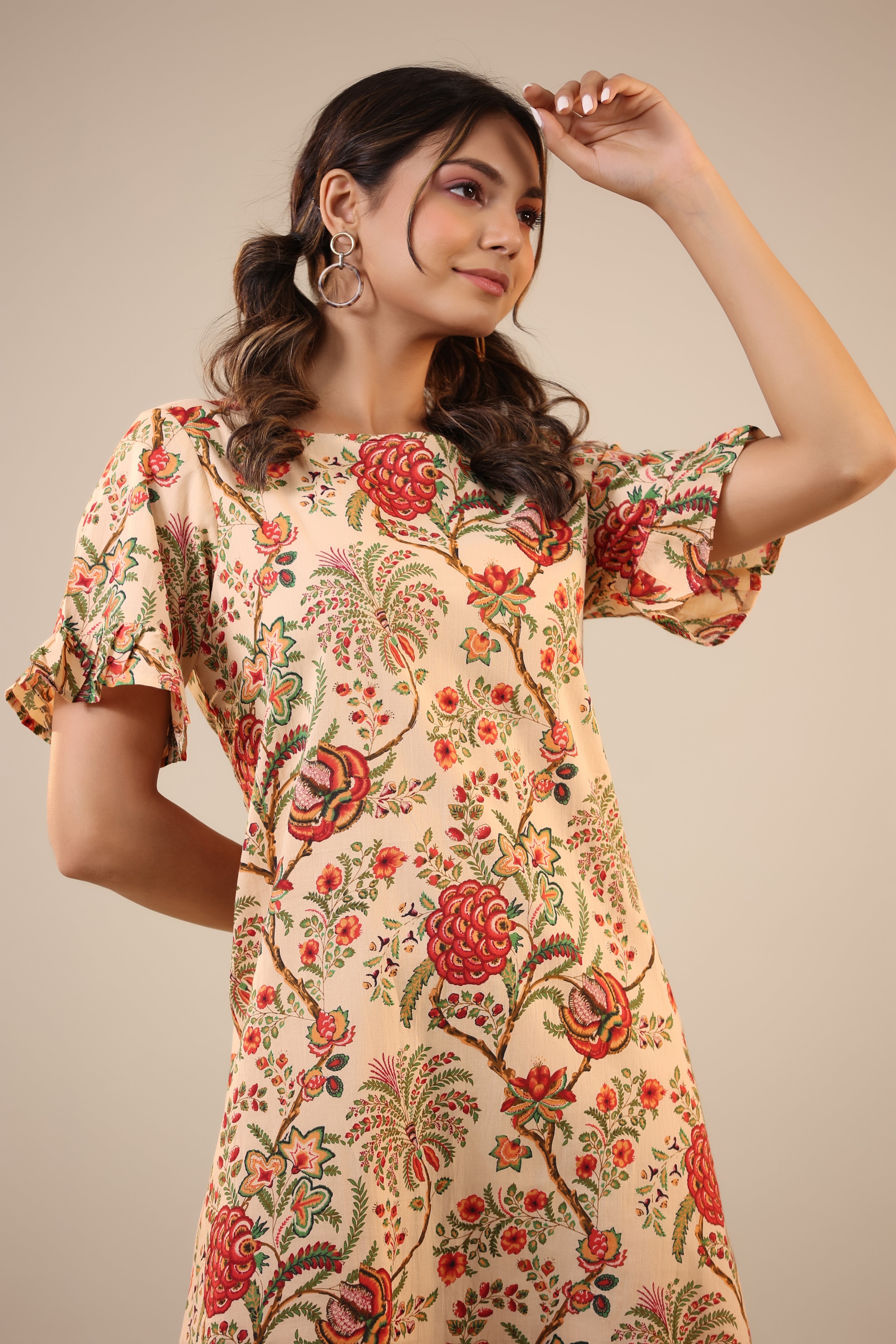 Dahlia Jaal on Beige Cotton T shirt Dress